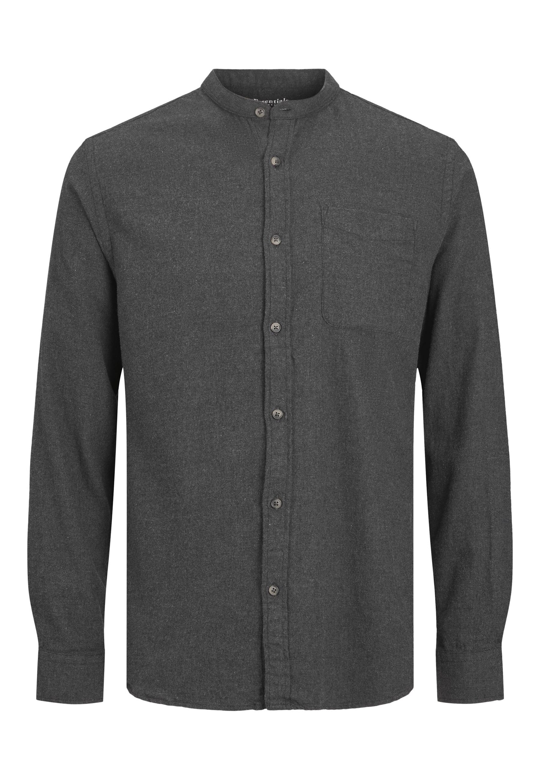 Jack & Jones Hemd BAND MELANGE Comfort Fit Langarmhemd mit Stehkragen und Brusttasche - Bild 1