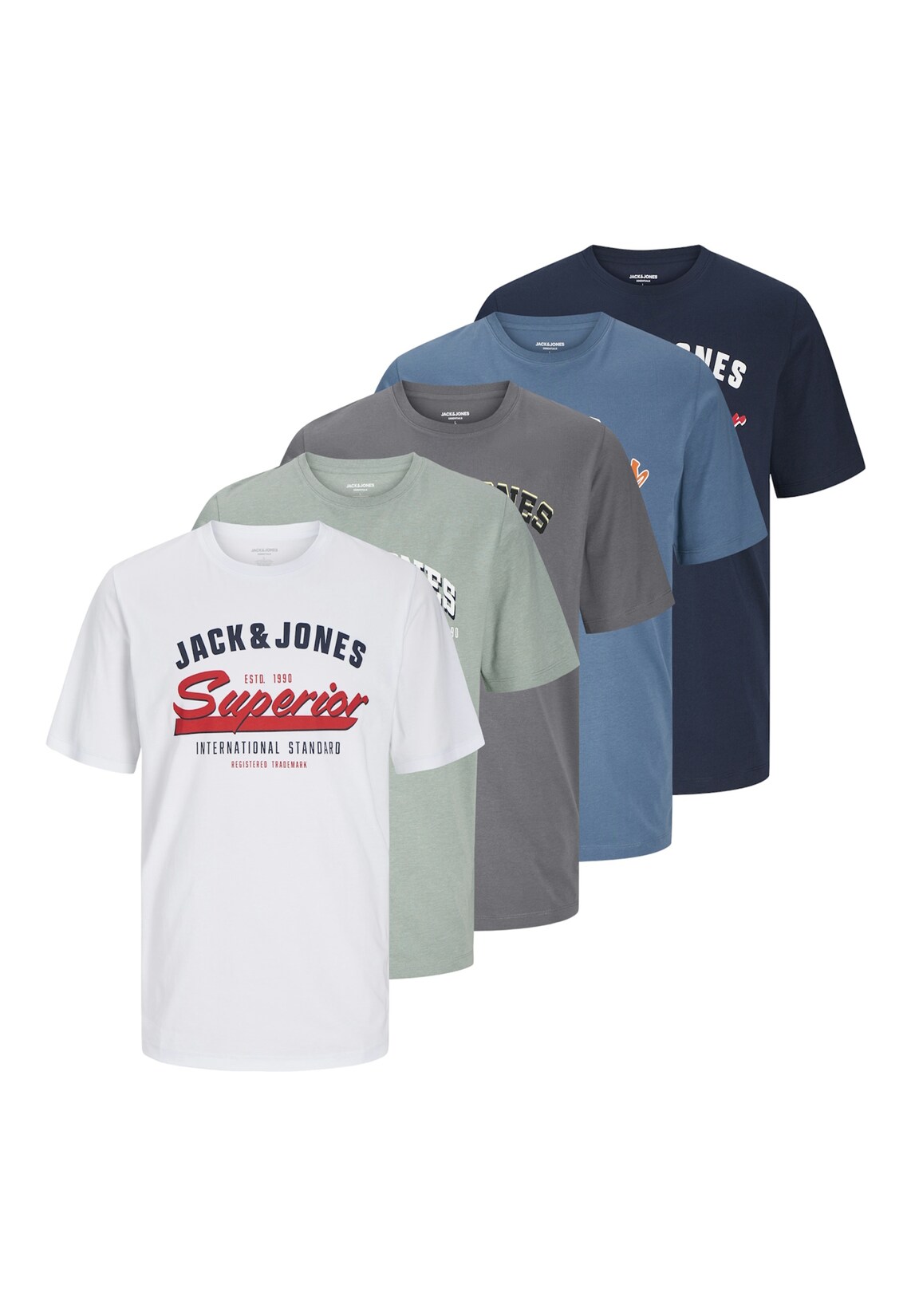 Jack & Jones T-Shirt LOGO Kurzarmshirt 5er Pack | 05715677601010