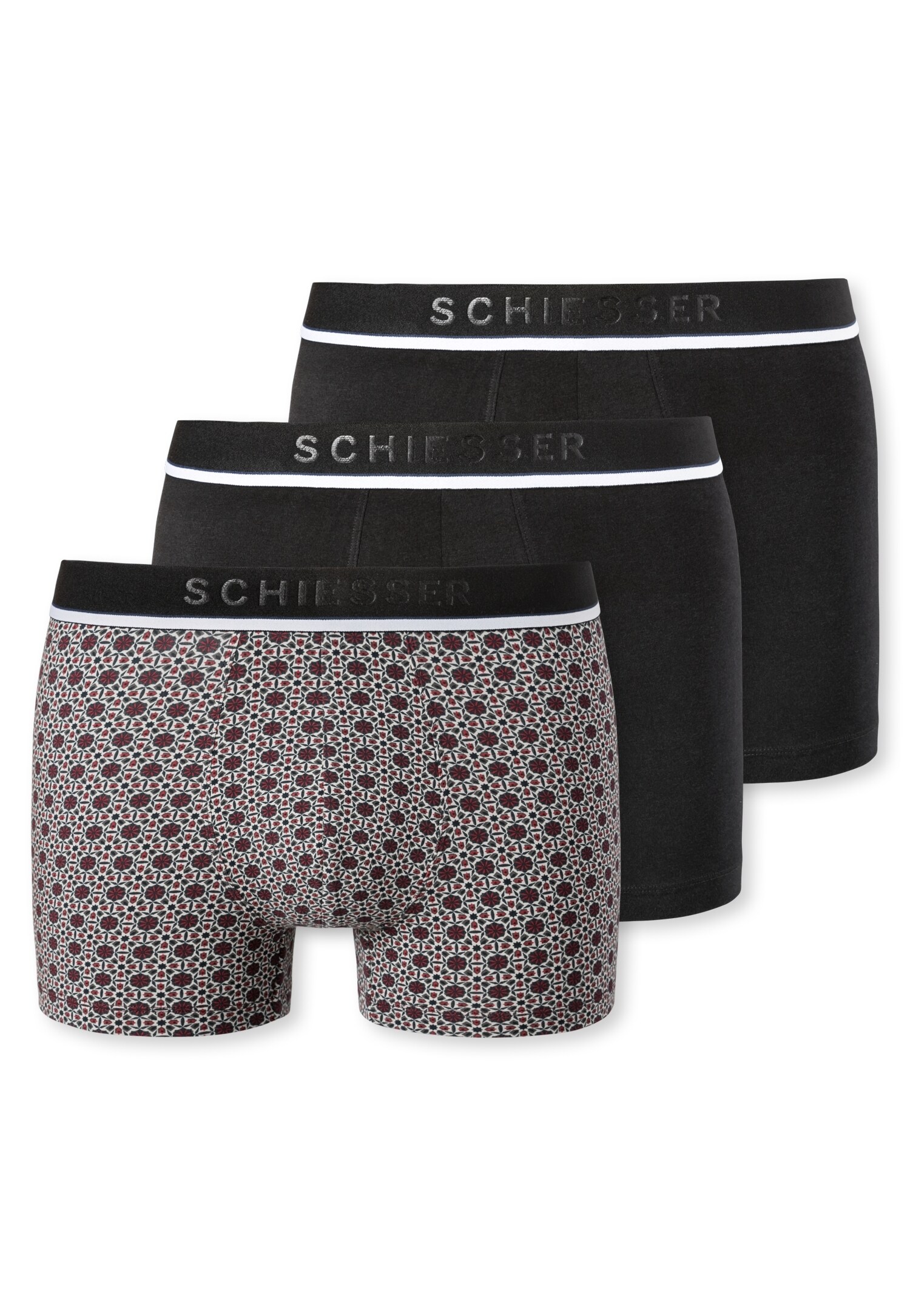 Schiesser Boxershorts Shorts im 3 Pack Organic Cotton uni gemustert mehrfarbig - Bild 1