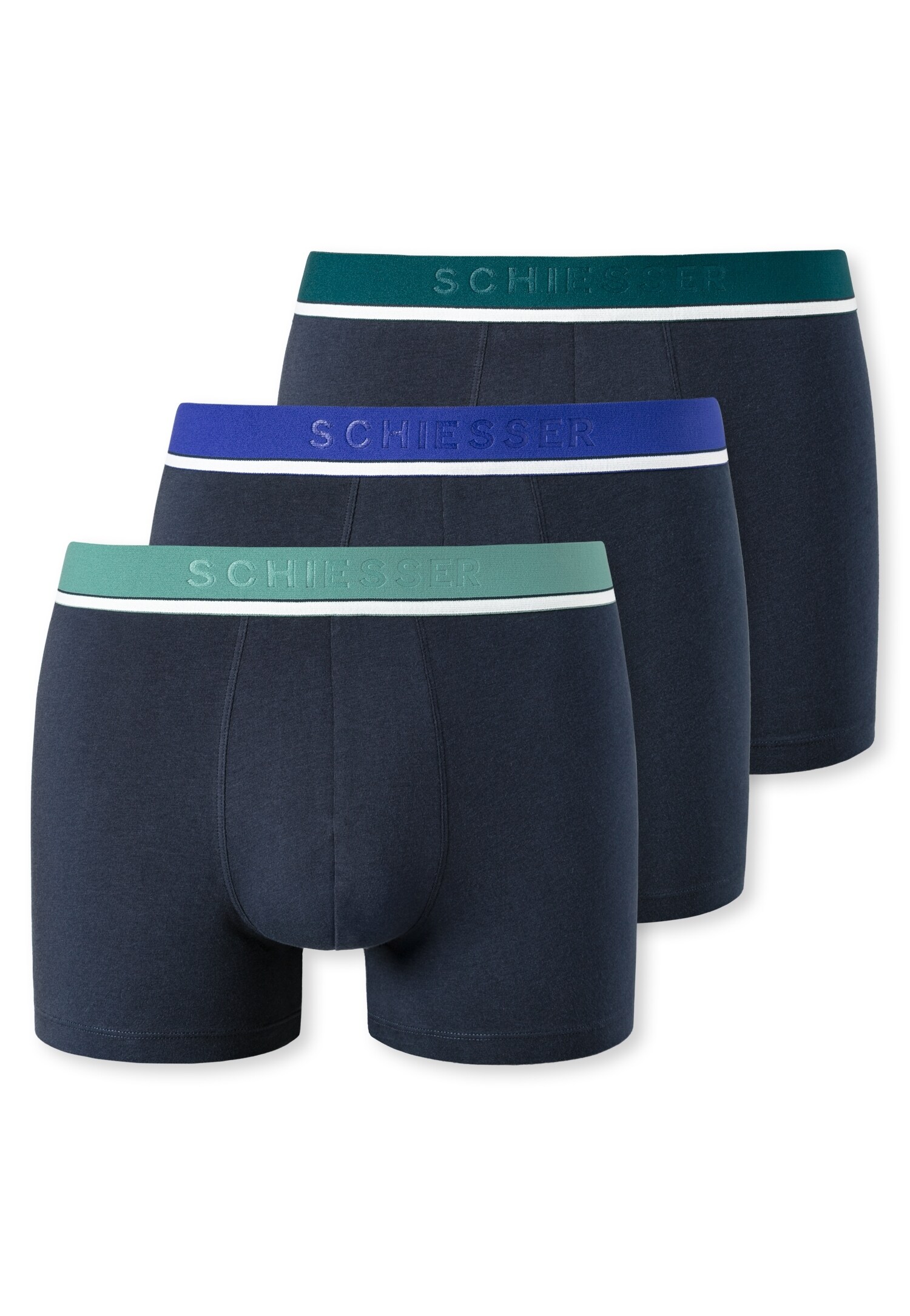 Schiesser Boxershorts Shorts im 3 Pack Organic Cotton mit Webgummibund in dunkelblau - Bild 1