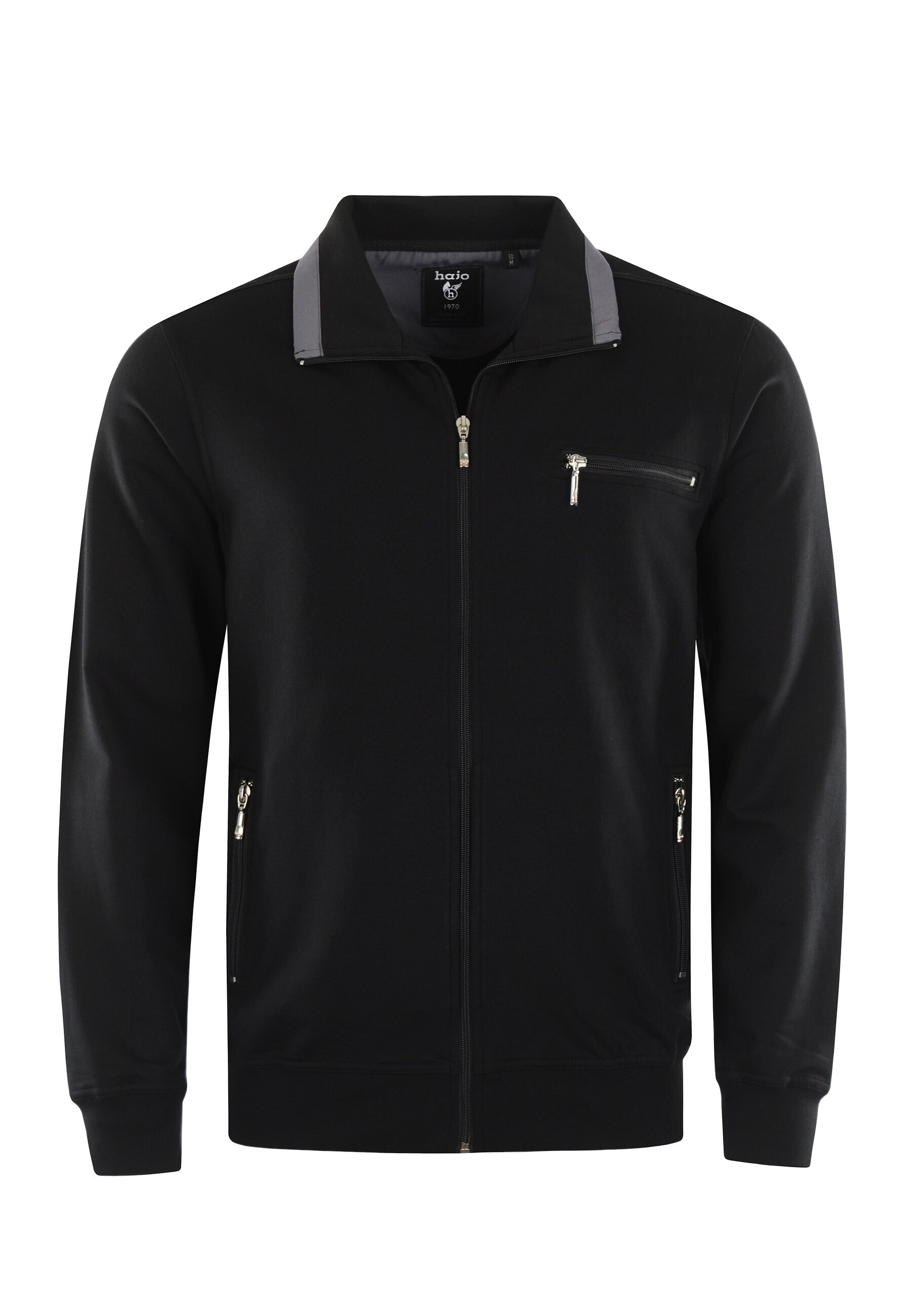 Hajo Jacke Unifarbene Comfort Fit-Sweatjacke Stay-Fresh mit Stehkragen und Brusttasche - Bild 1