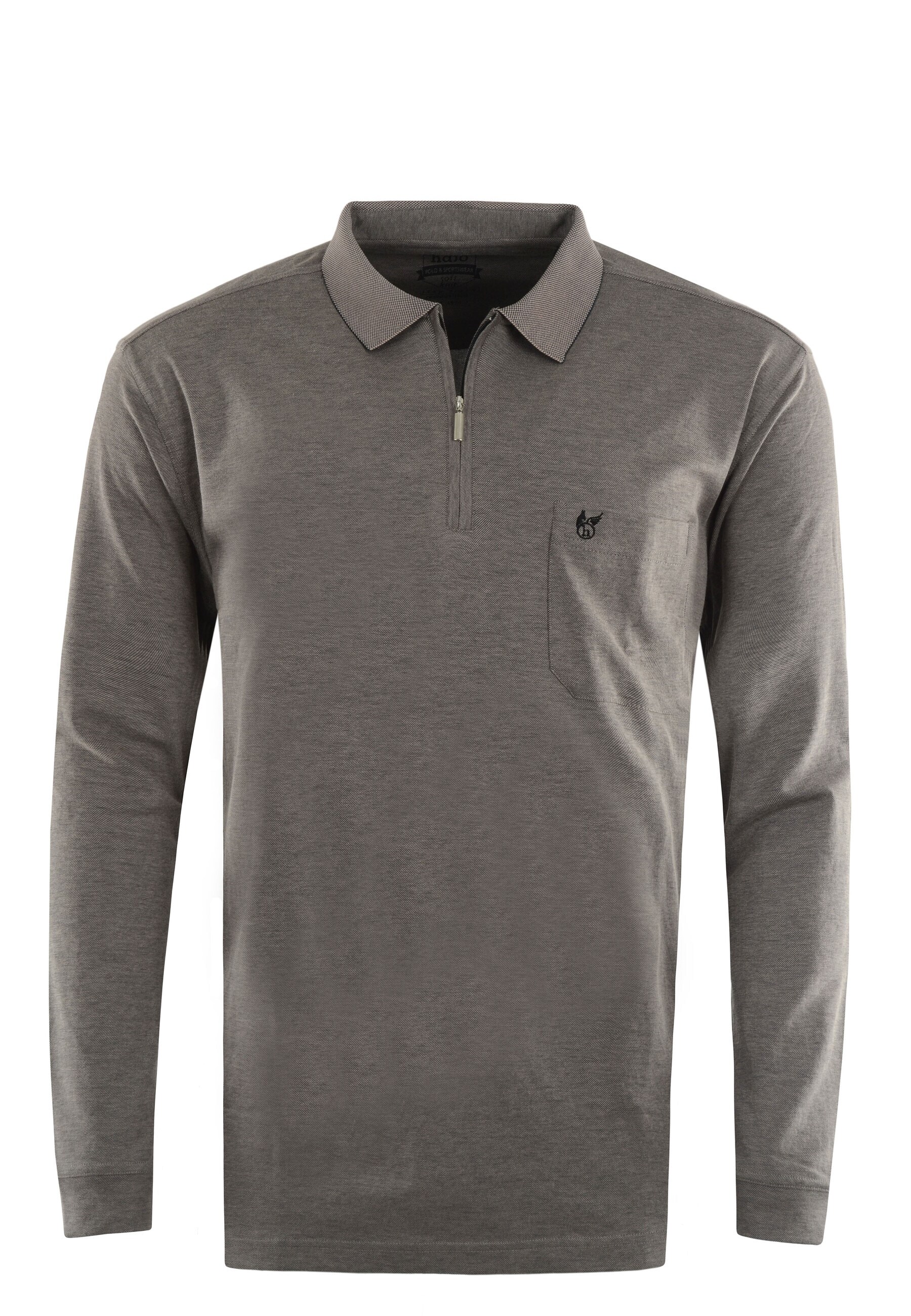 Hajo Shirt Langarm-Poloshirt Softknit mit Rei&szlig;verschluss, Brusttasche und Logo-Stickerei in Comfort Fit - Bild 1