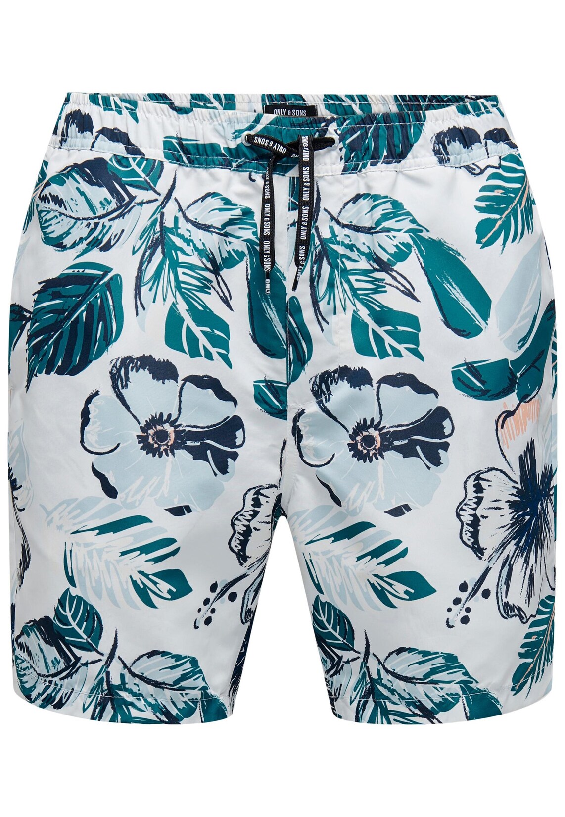 Only & Sons Shorts Badeshorts ONSTHOR SWIM MID FLOWER mit Tunnelzug und Alloverprint | 05715369806792