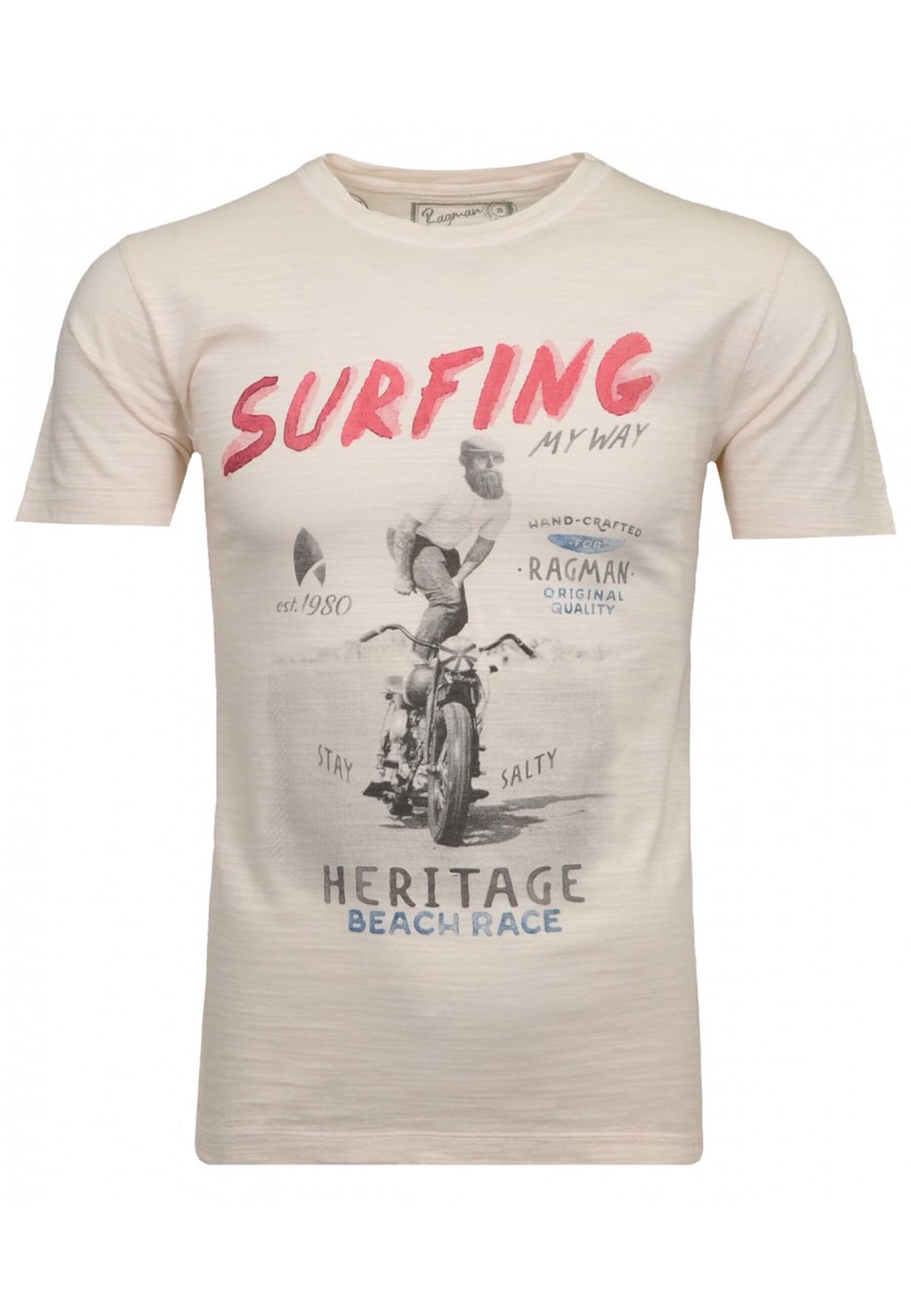 Ragman Shirt Rundhals-T-Shirt aus Baumwolle mit Print - Bild 1