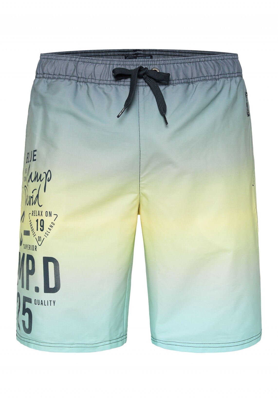 Camp David Shorts Beachshorts Dip Dye mit Label Prints, Elastikbund, Tunnelzugband und seitlichen Einschubtaschen | 04061519243339