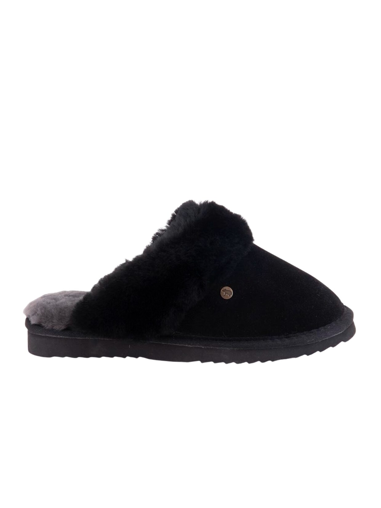 Warmbat Hausschuh Flurry Women Pantoffel Suede Black/Black aus Merino-Schafwolle | 08719394083064