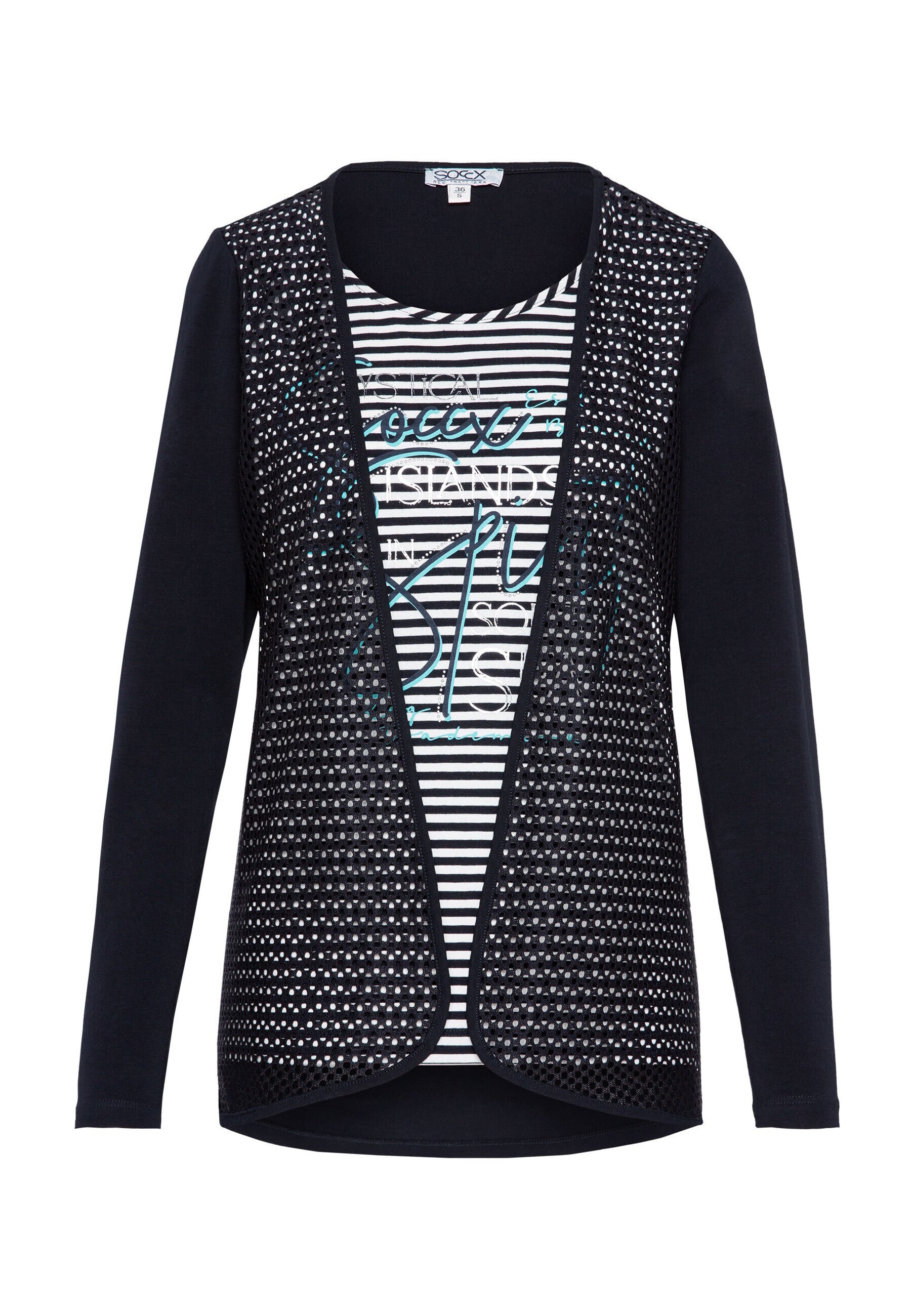 Soccx Shirt Langarmshirt mit Jacken-Layering, Rundhalsausschnitt und Label Print mit Glitzerstein-Artwork - Bild 1