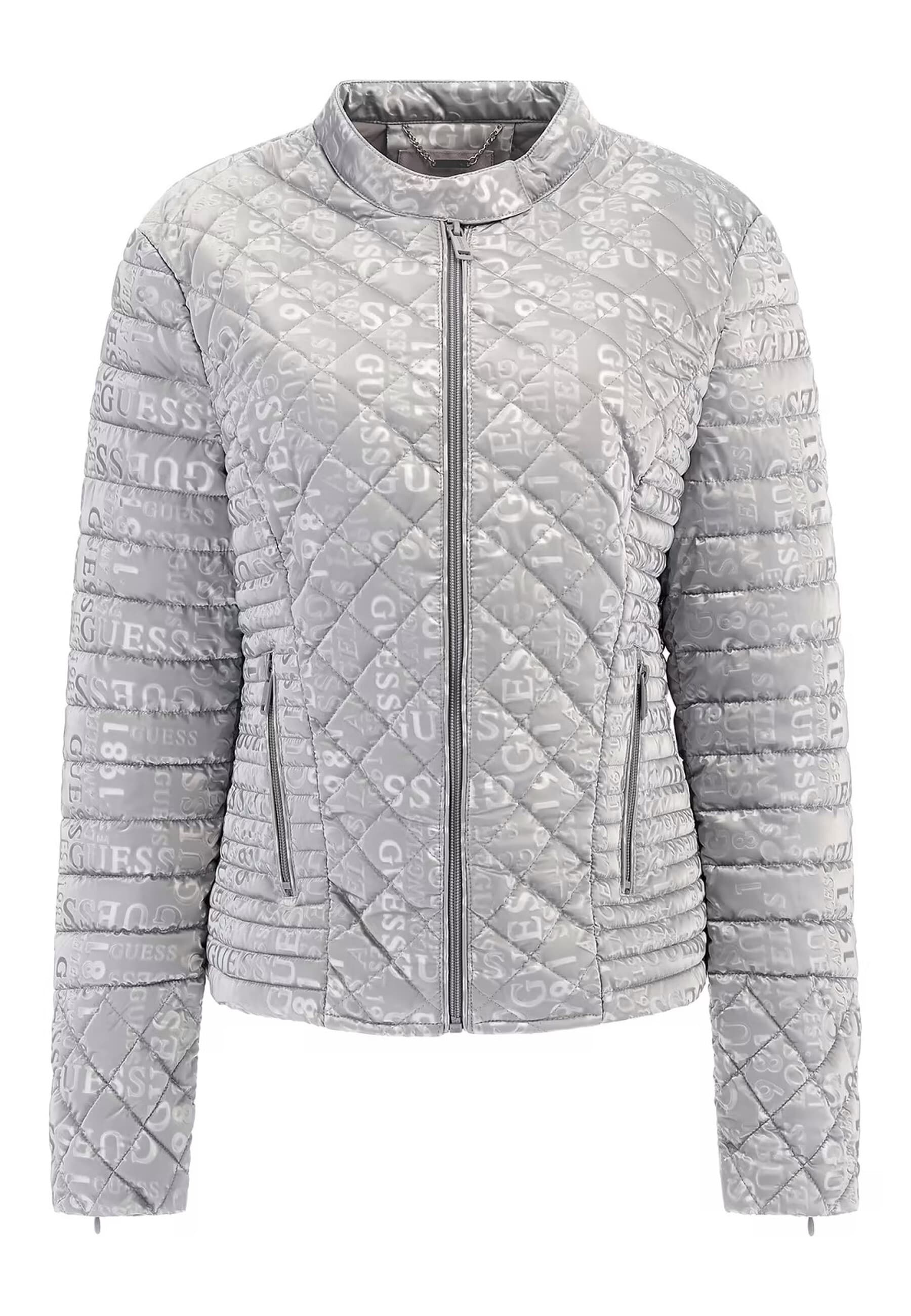 Guess Jacke Steppjacke NEW VONA JACKET mit Stehkragen und allover Label-Wording - Bild 1