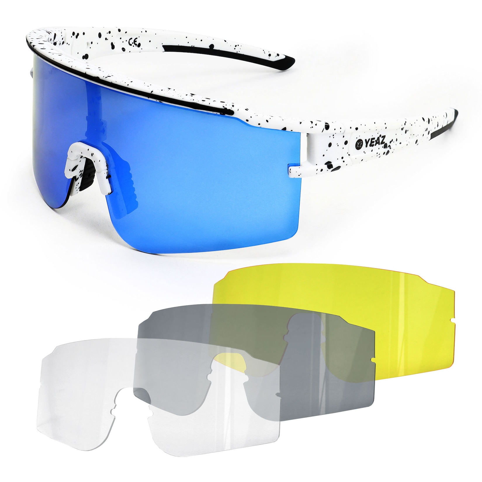 YEAZ Sport-Sonnenbrille Weiß/Blau SUNTHRILL Set