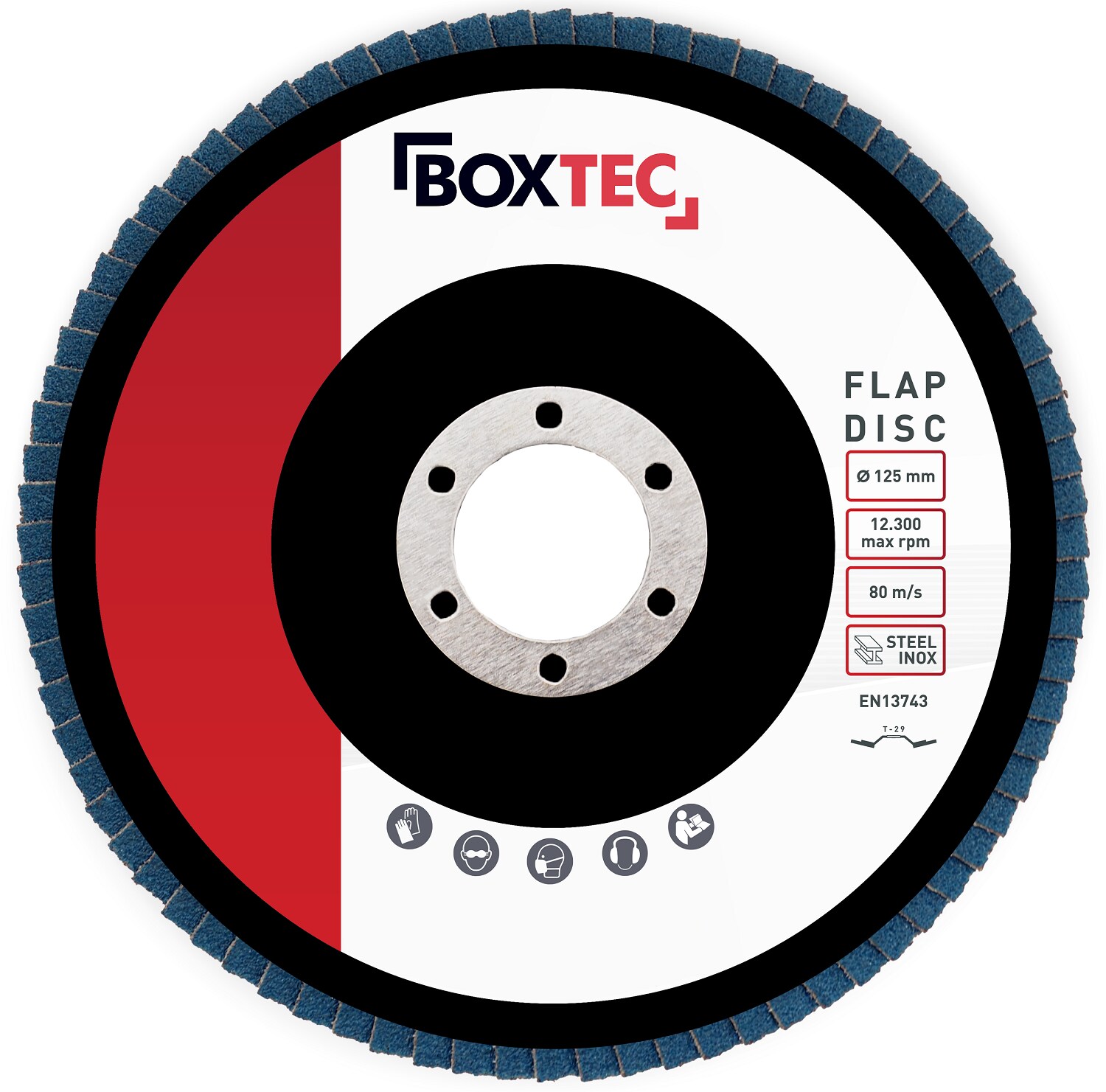 BOXTEC Profi-Fächerscheiben BLAU 125mm INOX Lamellenscheiben | 04260765650452
