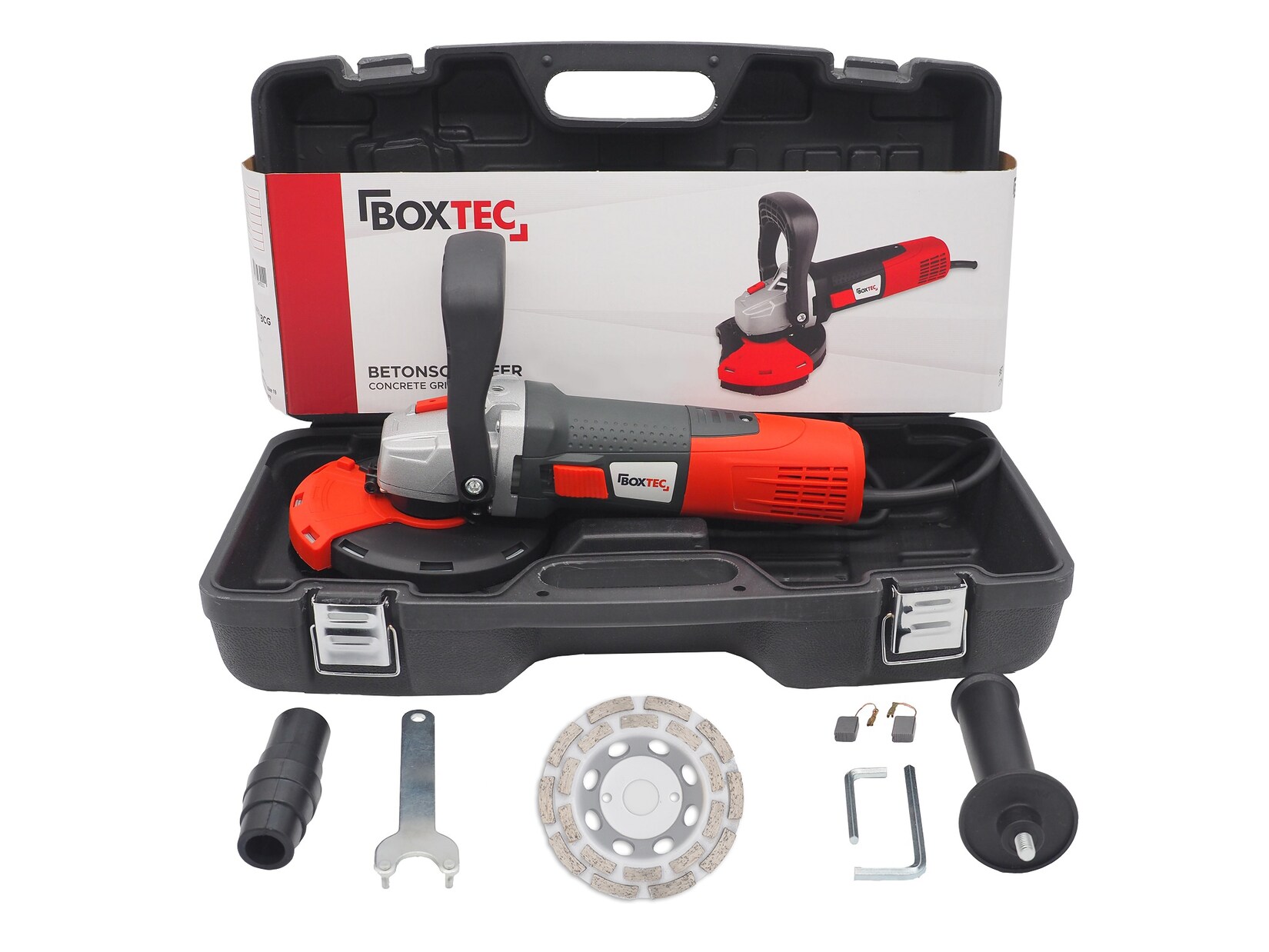 BOXTEC Betonschleifer 125 mm Sanierungsfräse 1.400W, Set mit Koffer | 04260765651473