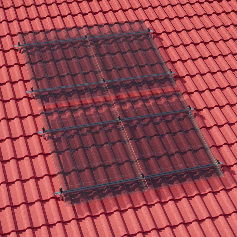 Montageset BlackLine Schr&auml;gdach f&uuml;r 4 Module RH 30mm / 35mm - Bild 1