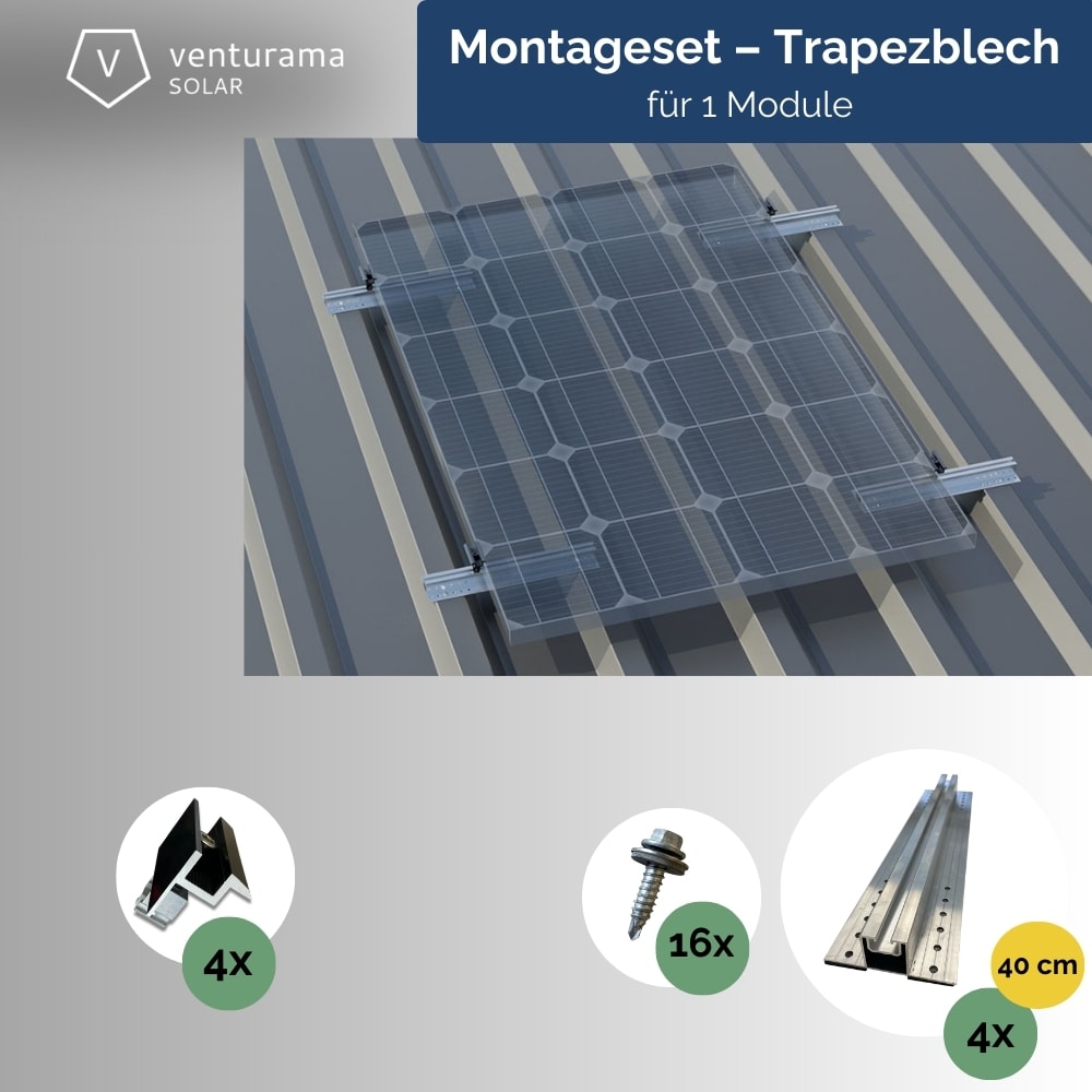 Montageset - Trapezblech - f&uuml;r ein PV-Module (hochkant) - Bild 1