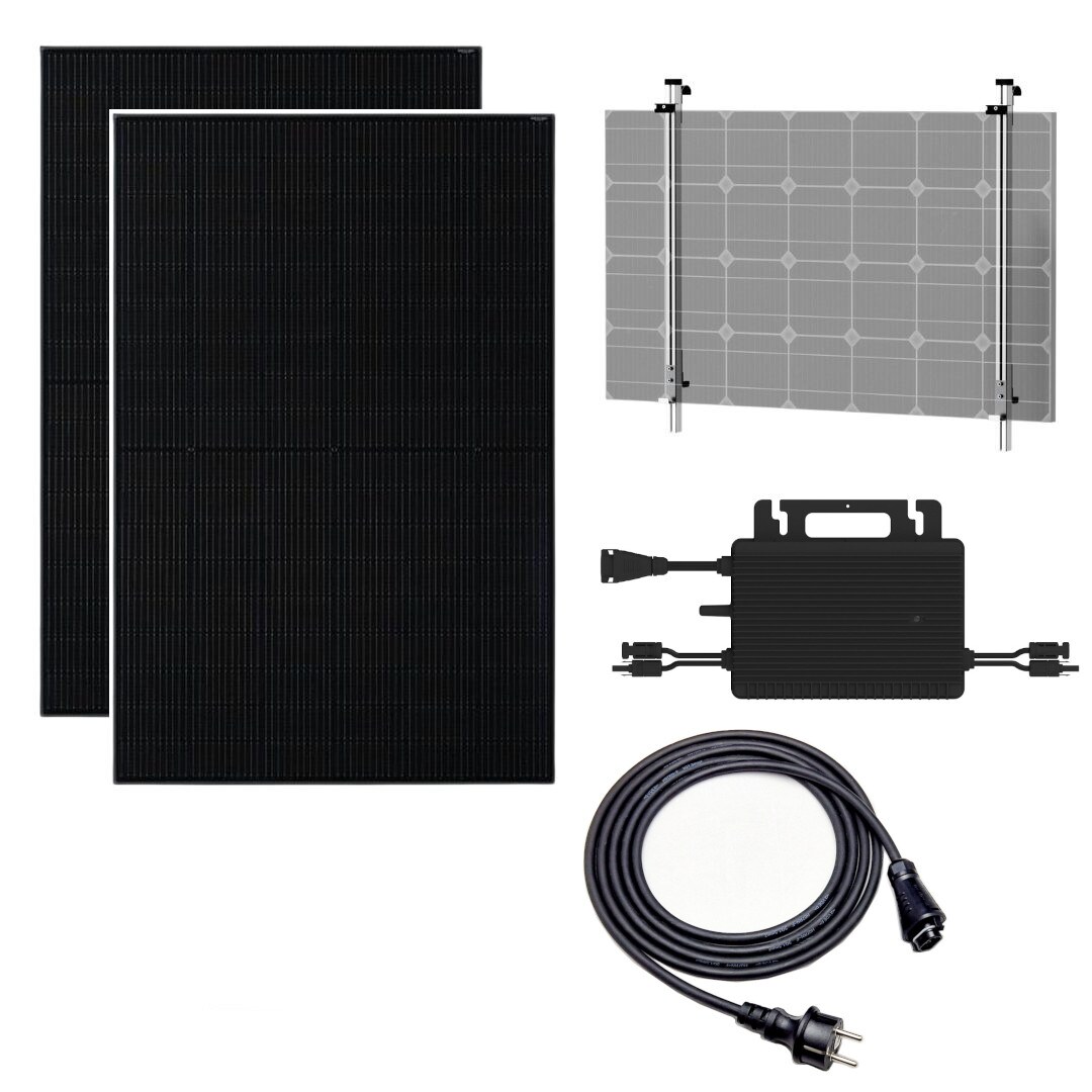 Balkonkraftwerk 800W - Hoymiles und 2x JA Solar Full Black Balkonkhalterung Set - Bild 1