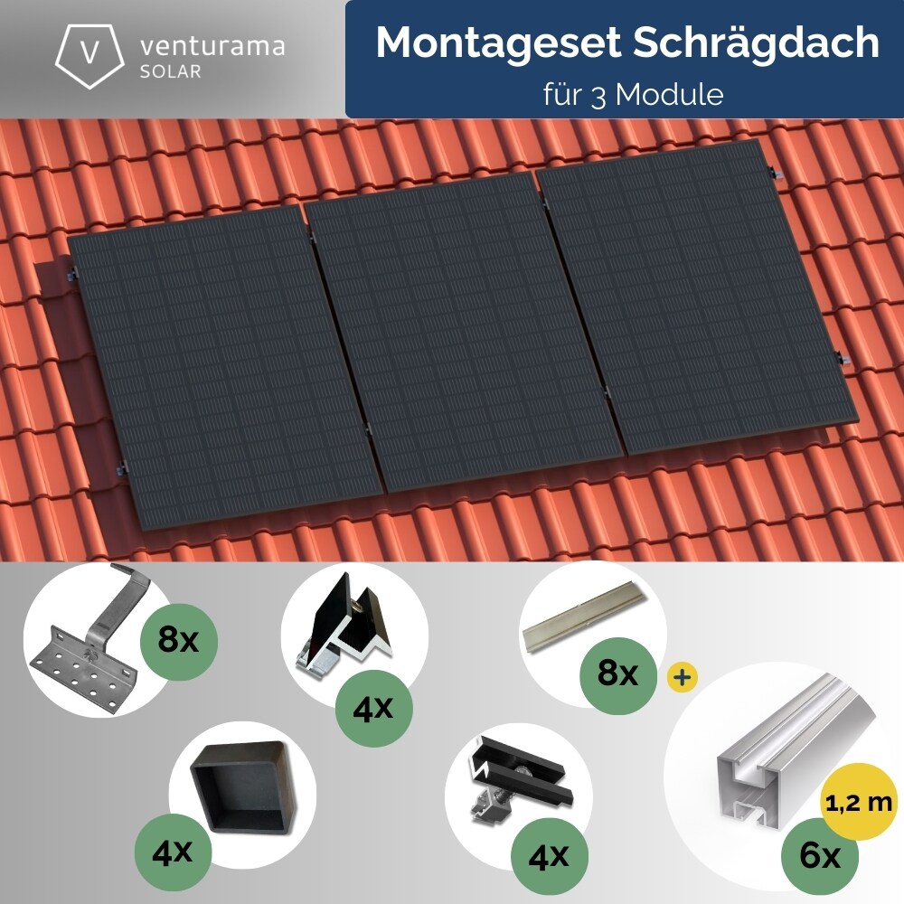 Montageset PremiumLine Schr&auml;gdach f&uuml;r 3 Module - Bild 1