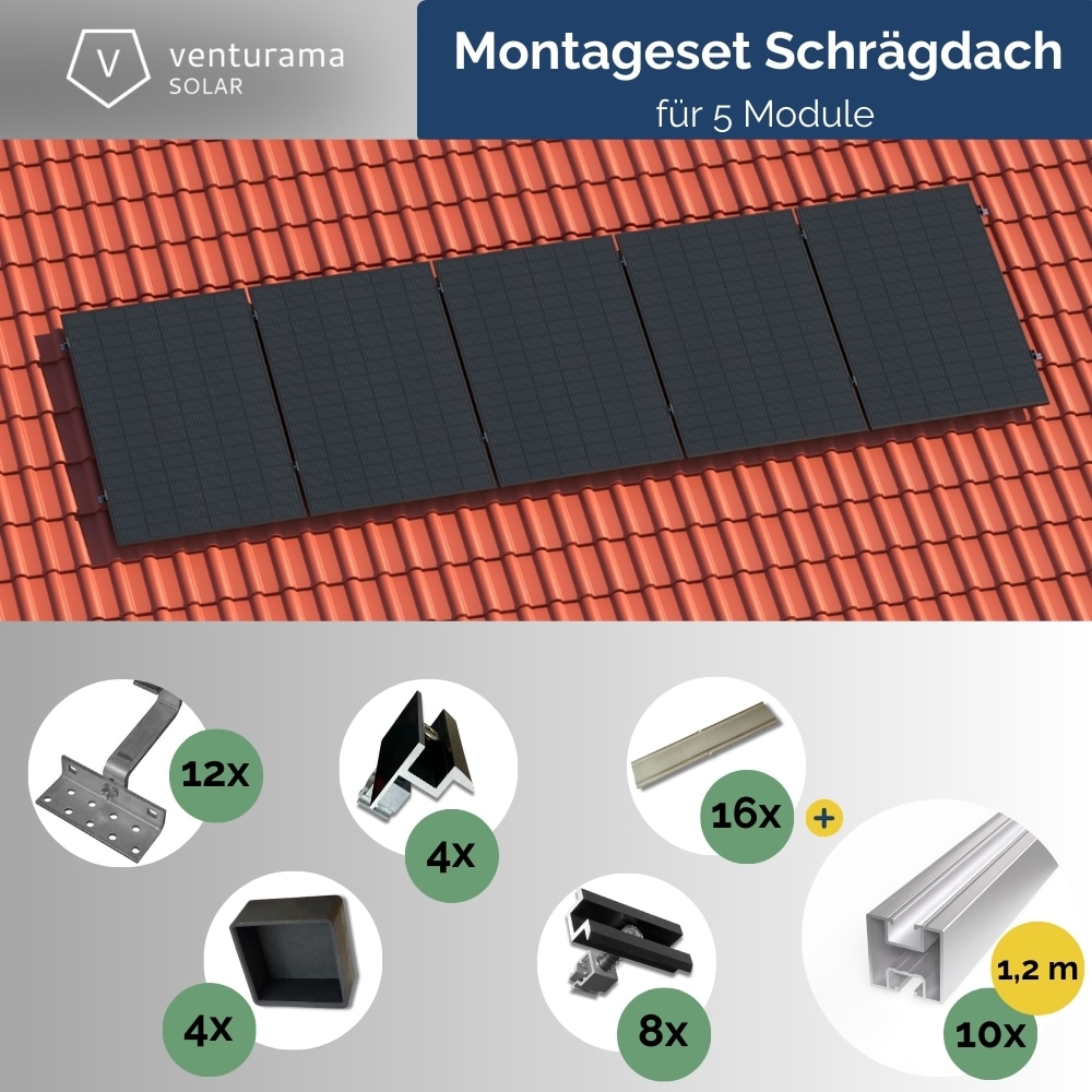 Montageset PremiumLine Schr&auml;gdach f&uuml;r 5 Module - Bild 1