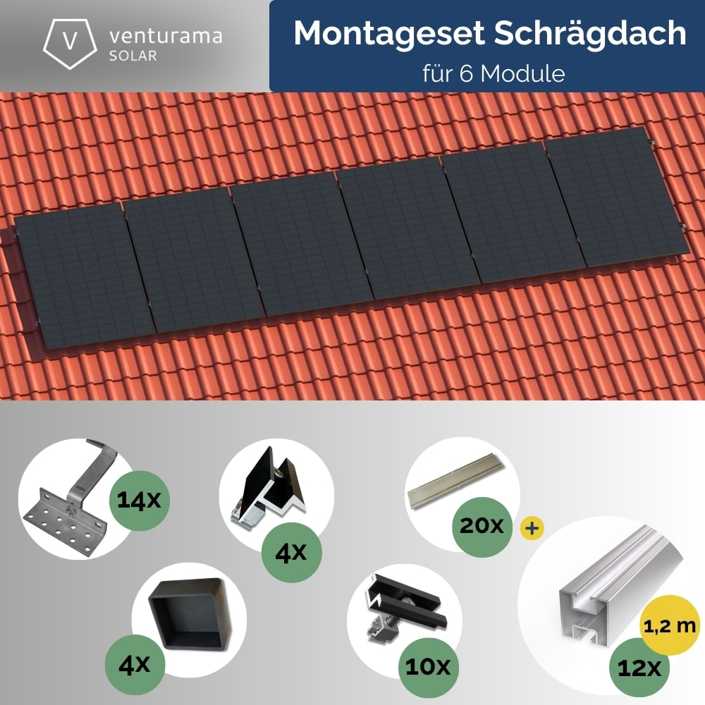 Montageset PremiumLine Schr&auml;gdach f&uuml;r 6 Module - Bild 1