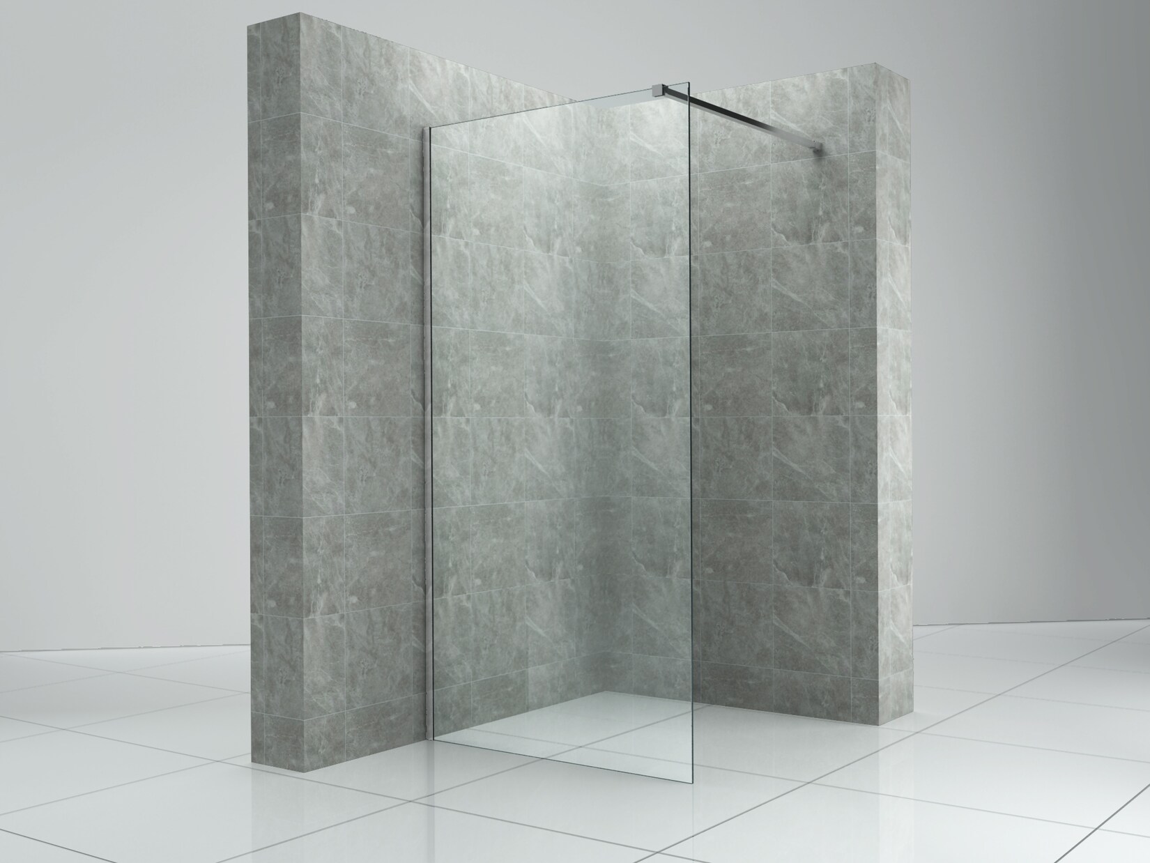 Fa-Bausysteme Walk-In Glasdusche Klarglas Halterung: Chrome 500 mm