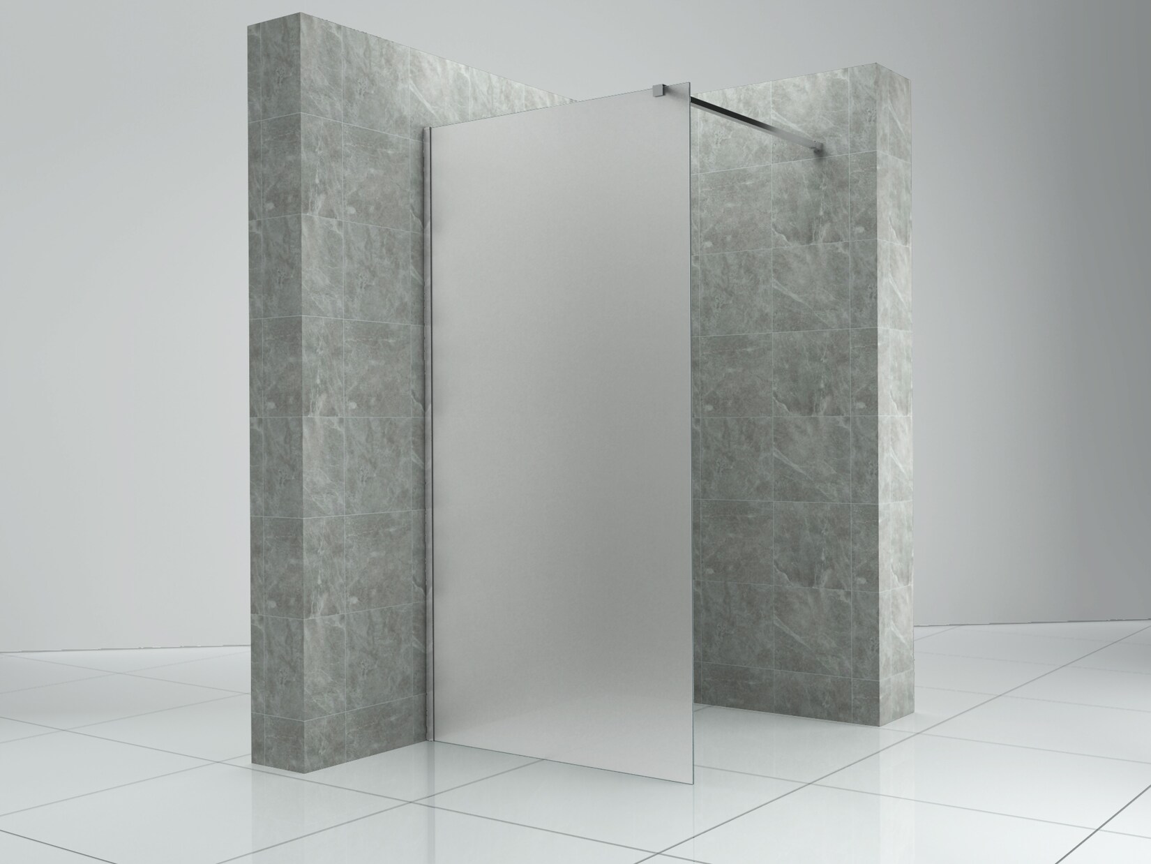 Fa-Bausysteme Walk-In Glasdusche Milchglas Halterung: Chrome 1000 mm