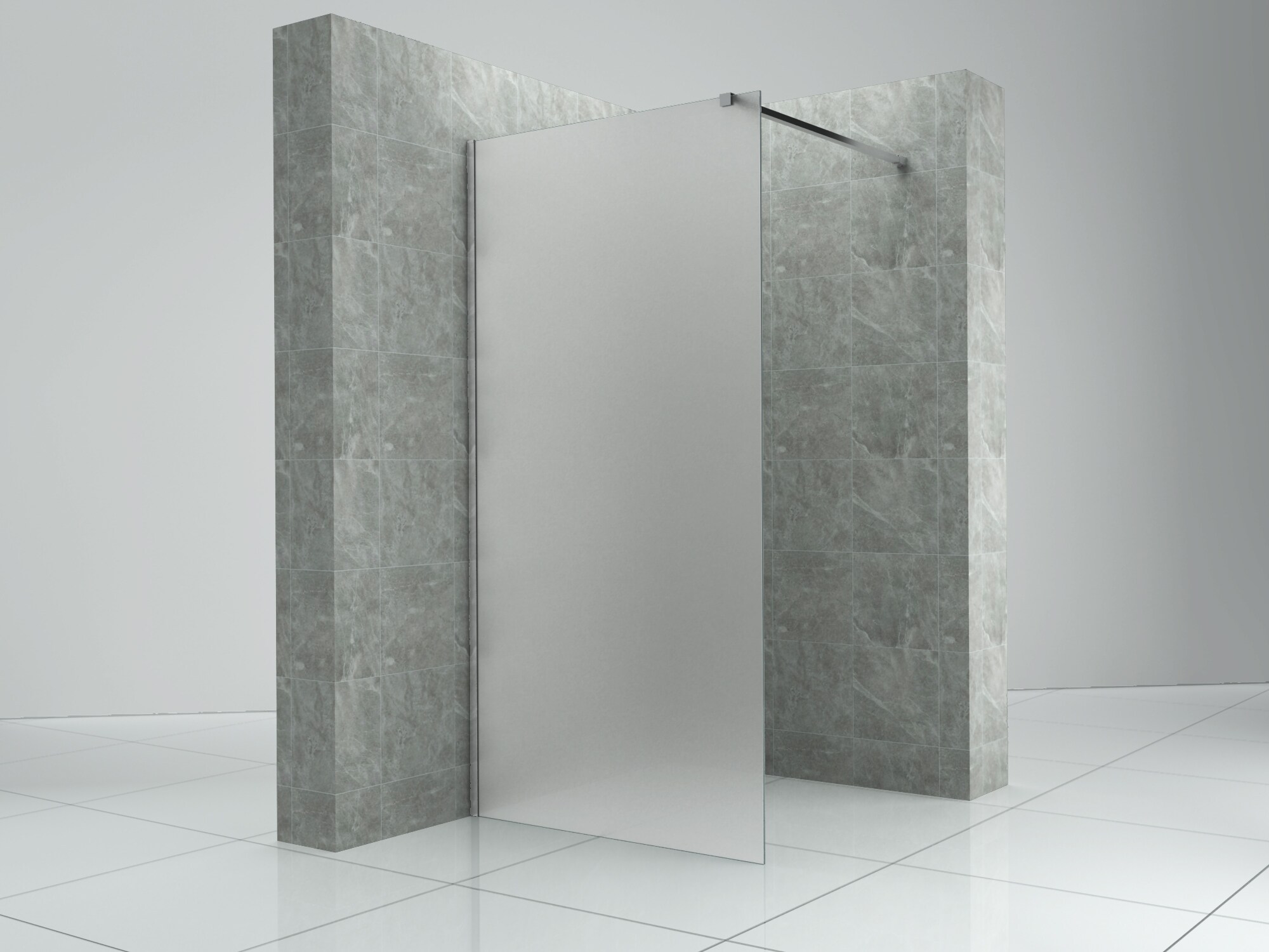 Fa-Bausysteme Walk-In Glasdusche Milchglas Halterung: Chrome 1400 mm - Bild 1