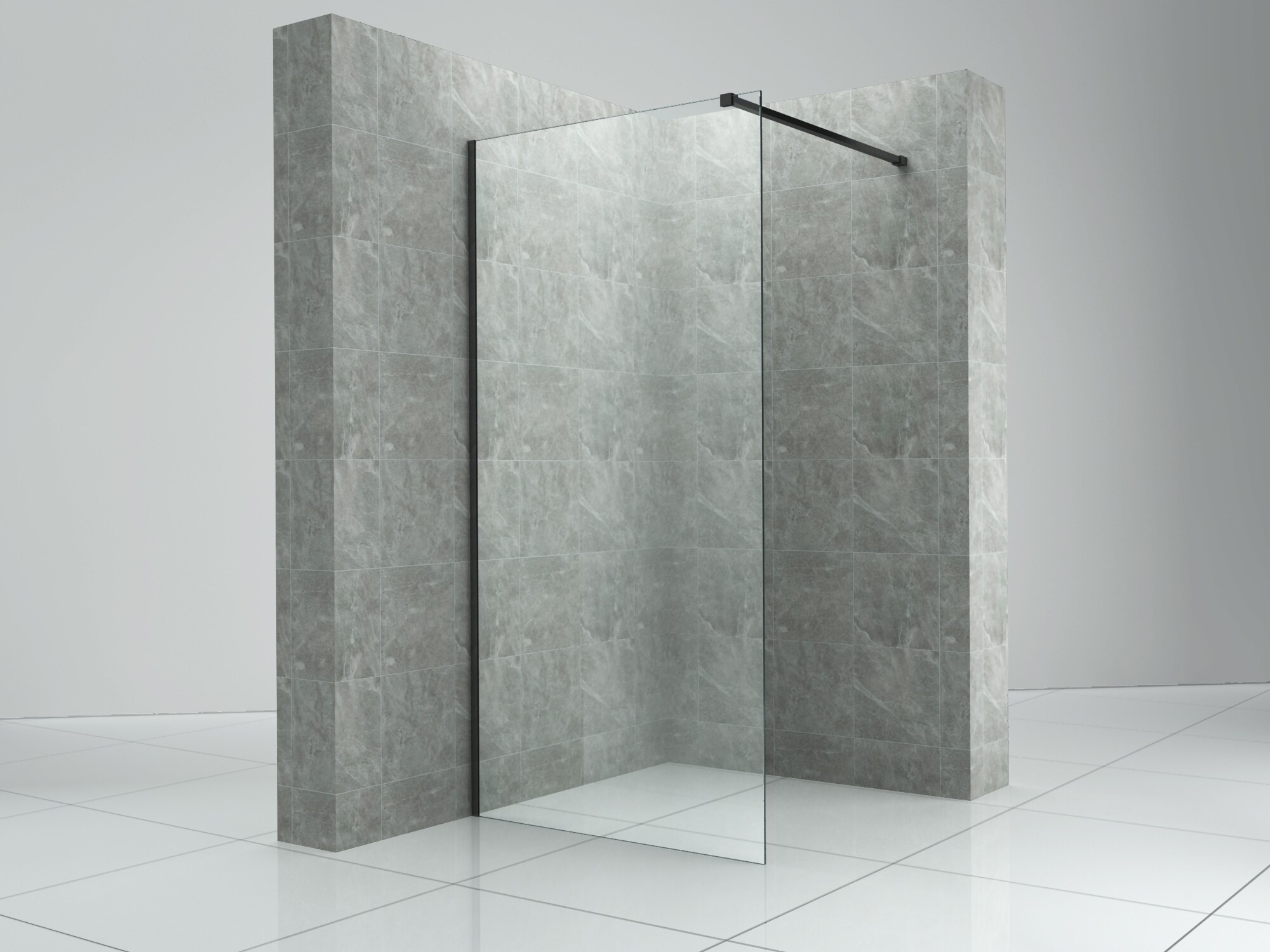 Fa-Bausysteme Walk-In Glasdusche Klarglas Halterung: Schwarz 1000 mm - Bild 1