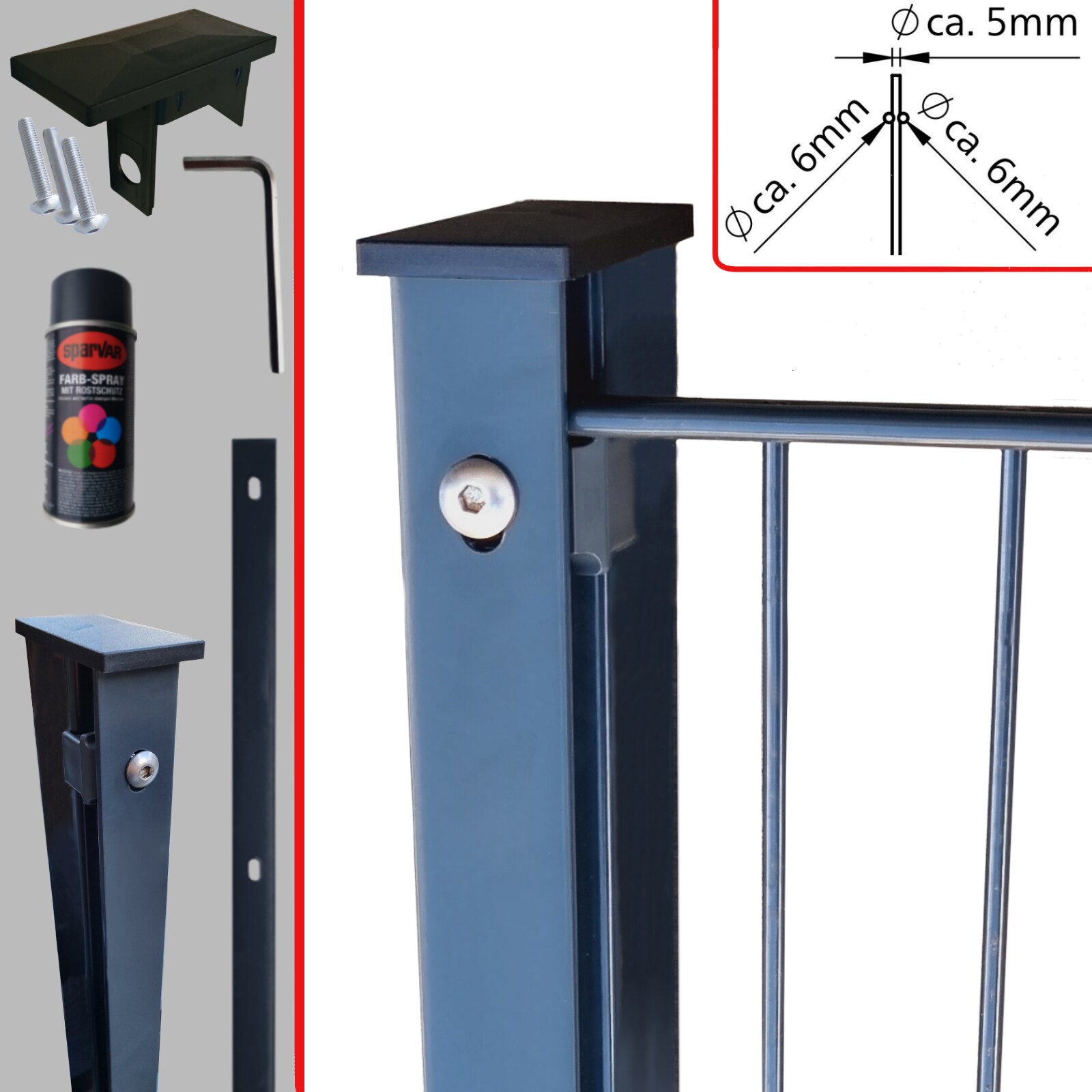 Fa-Bausysteme Doppelstabzaun Anthrazit 6-5-6 Leiste 1030 mm 12,5 m