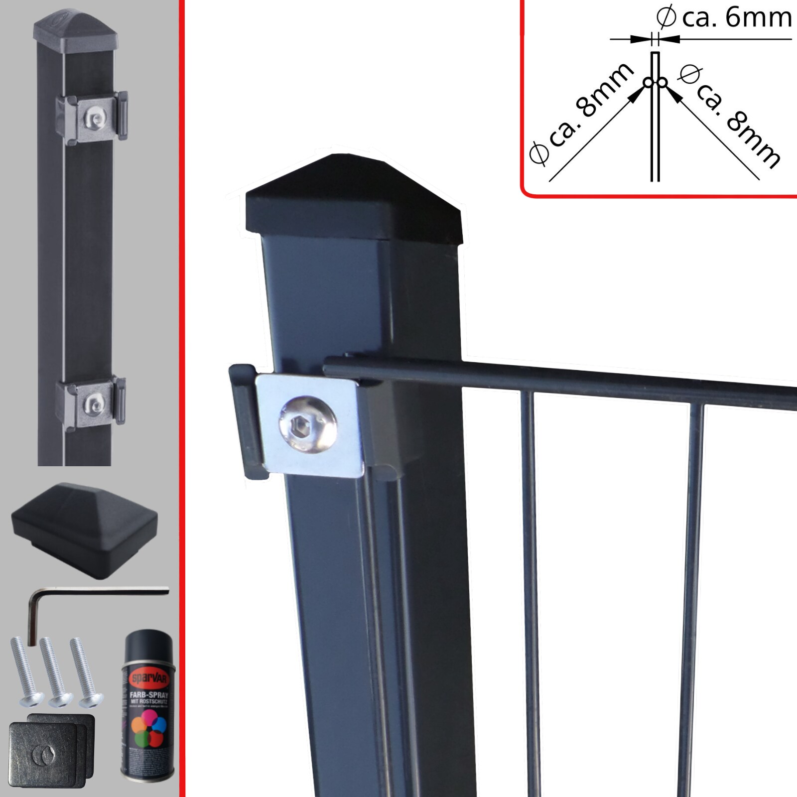 Fa-Bausysteme Doppelstabzaun Anthrazit 8-6-8 Plättchen 1030 mm 15 m
