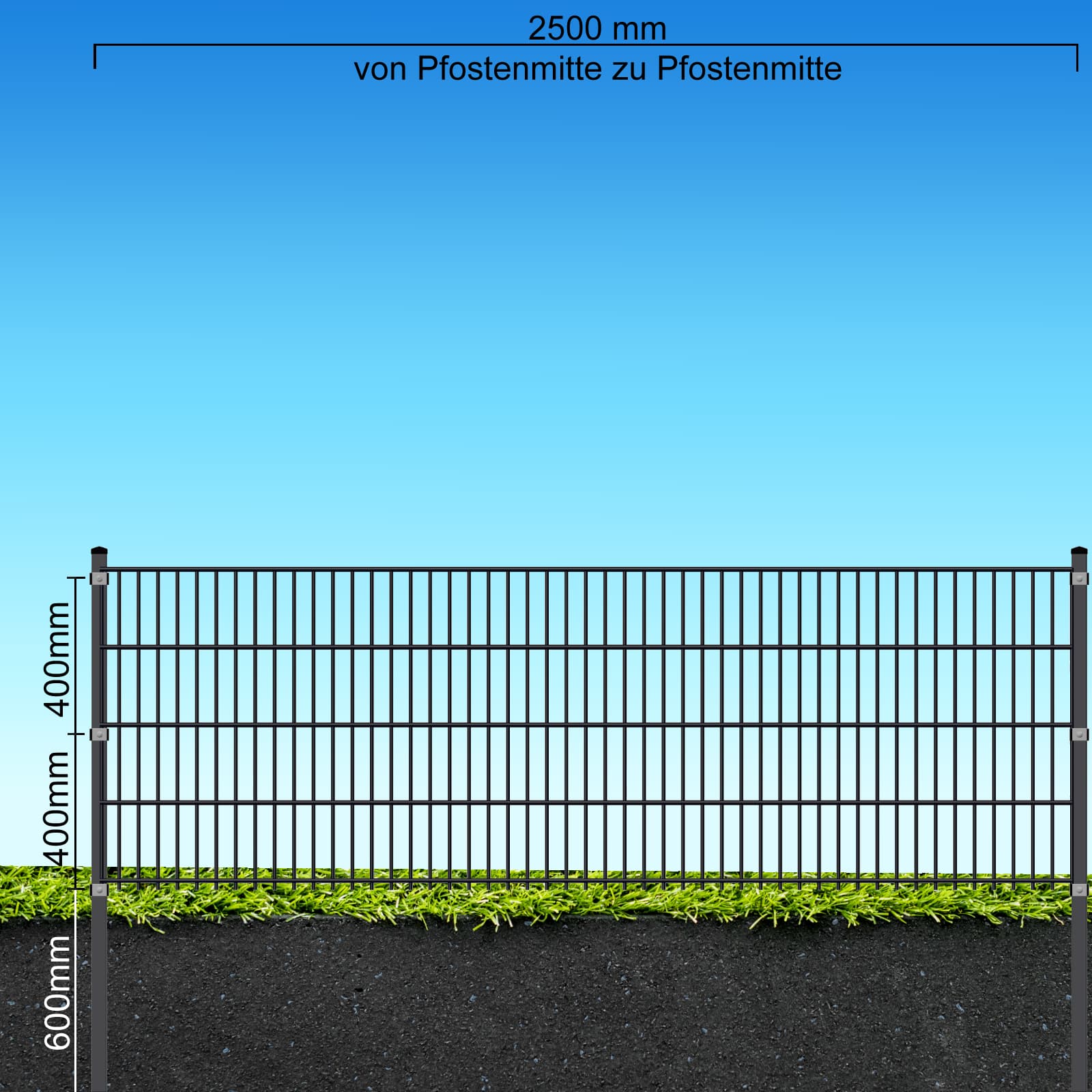 Fa-Bausysteme Doppelstabzaun Anthrazit  8-6-8 Pl&auml;ttchen 830 mm 22,5 m - Bild 1