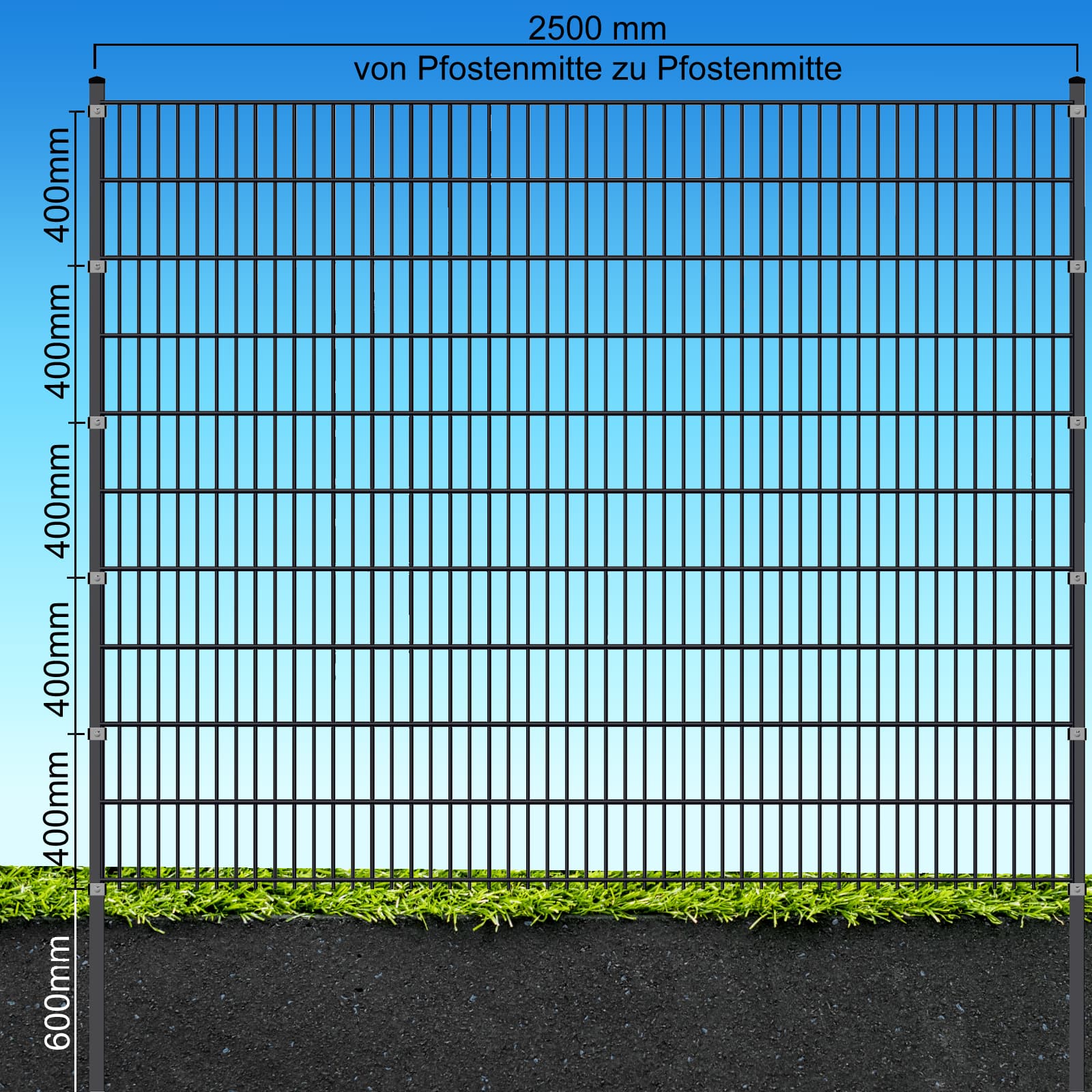 Fa-Bausysteme Doppelstabzaun Anthrazit  8-6-8 Pl&auml;ttchen 2030 mm 27,5 m - Bild 1
