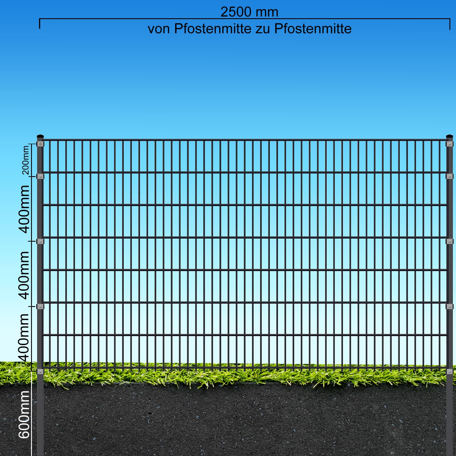 Fa-Bausysteme Doppelstabzaun Anthrazit  8-6-8 Pl&auml;ttchen 1430 mm 50 m - Bild 1