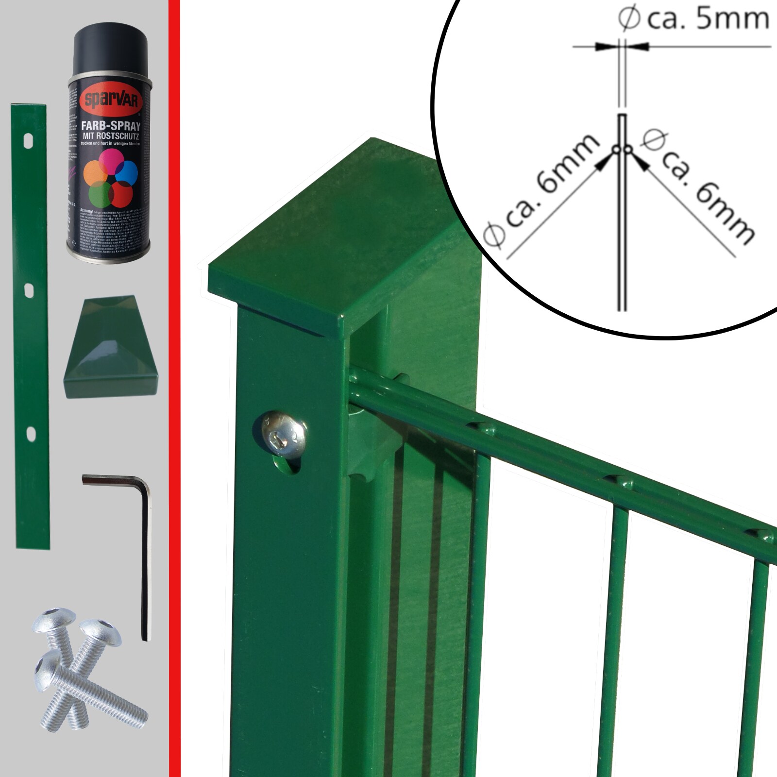 Fa-Bausysteme Doppelstabzaun Moosgrün 6-5-6 Leiste 2030 mm 20 m