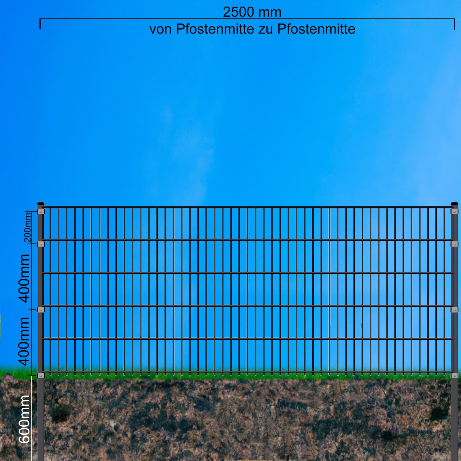 Fa-Bausysteme Doppelstabzaun Moosgr&uuml;n  8-6-8 mit 1030 mm 27,5 m - Bild 1