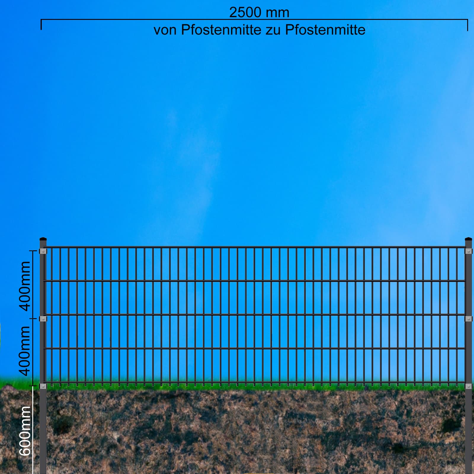 Fa-Bausysteme Doppelstabzaun Moosgr&uuml;n  8-6-8 mit 830 mm 32,5 m - Bild 1