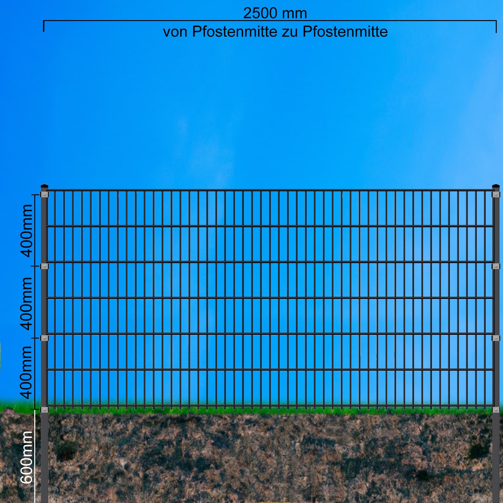 Fa-Bausysteme Doppelstabzaun Moosgr&uuml;n  8-6-8 mit 1230 mm 47,5 m - Bild 1