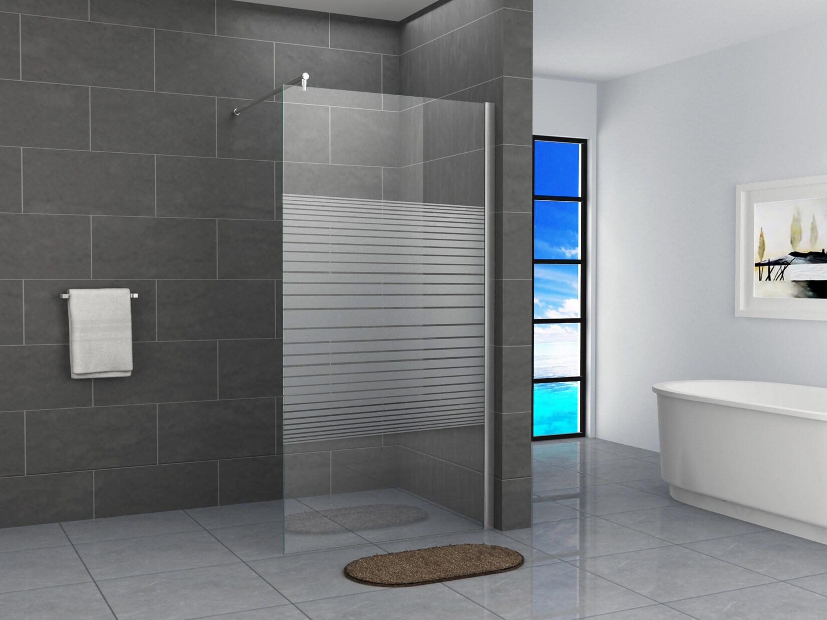 Fa-Bausysteme Walk-In Glas Dusche Gestreift 100 cm
