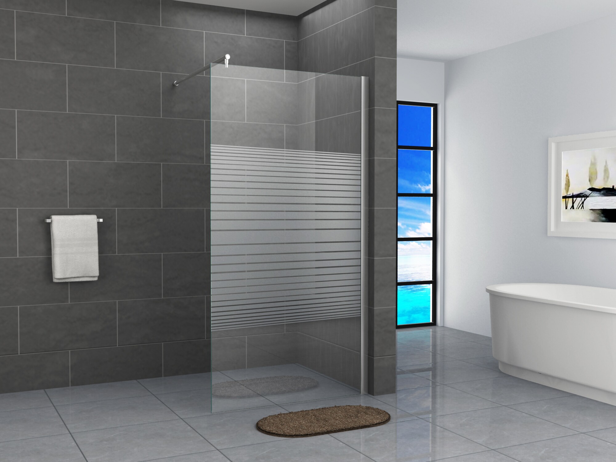 Fa-Bausysteme Walk-In Glas Dusche Gestreift 60 cm - Bild 1