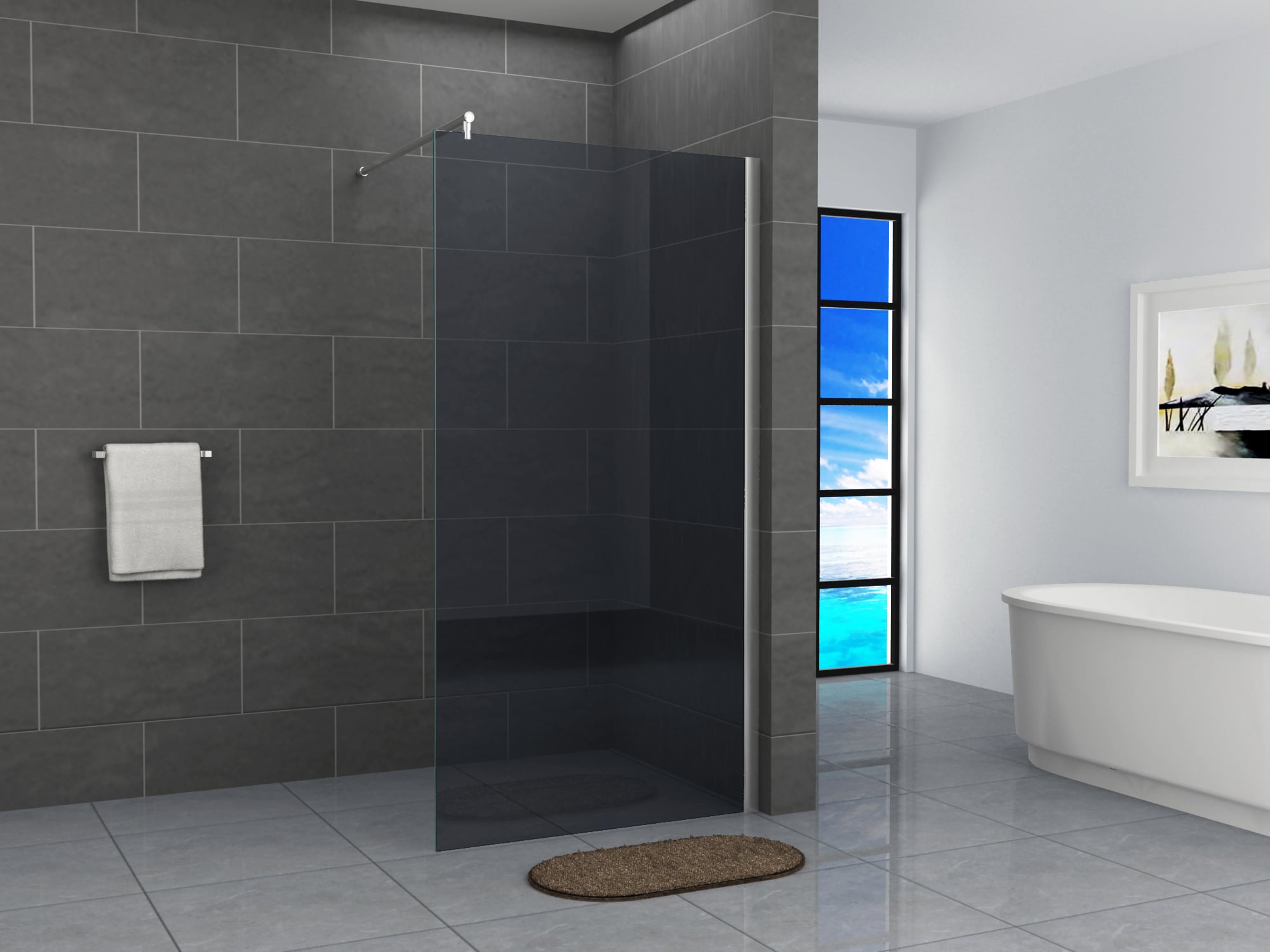 Fa-Bausysteme Walk-In Glas Dusche Grauglas 40 cm - Bild 1