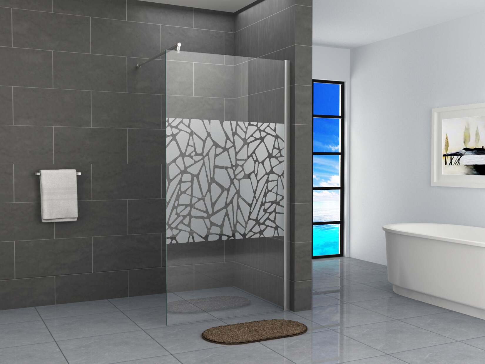 Fa-Bausysteme Walk-In Glas Dusche Scherben 90 cm
