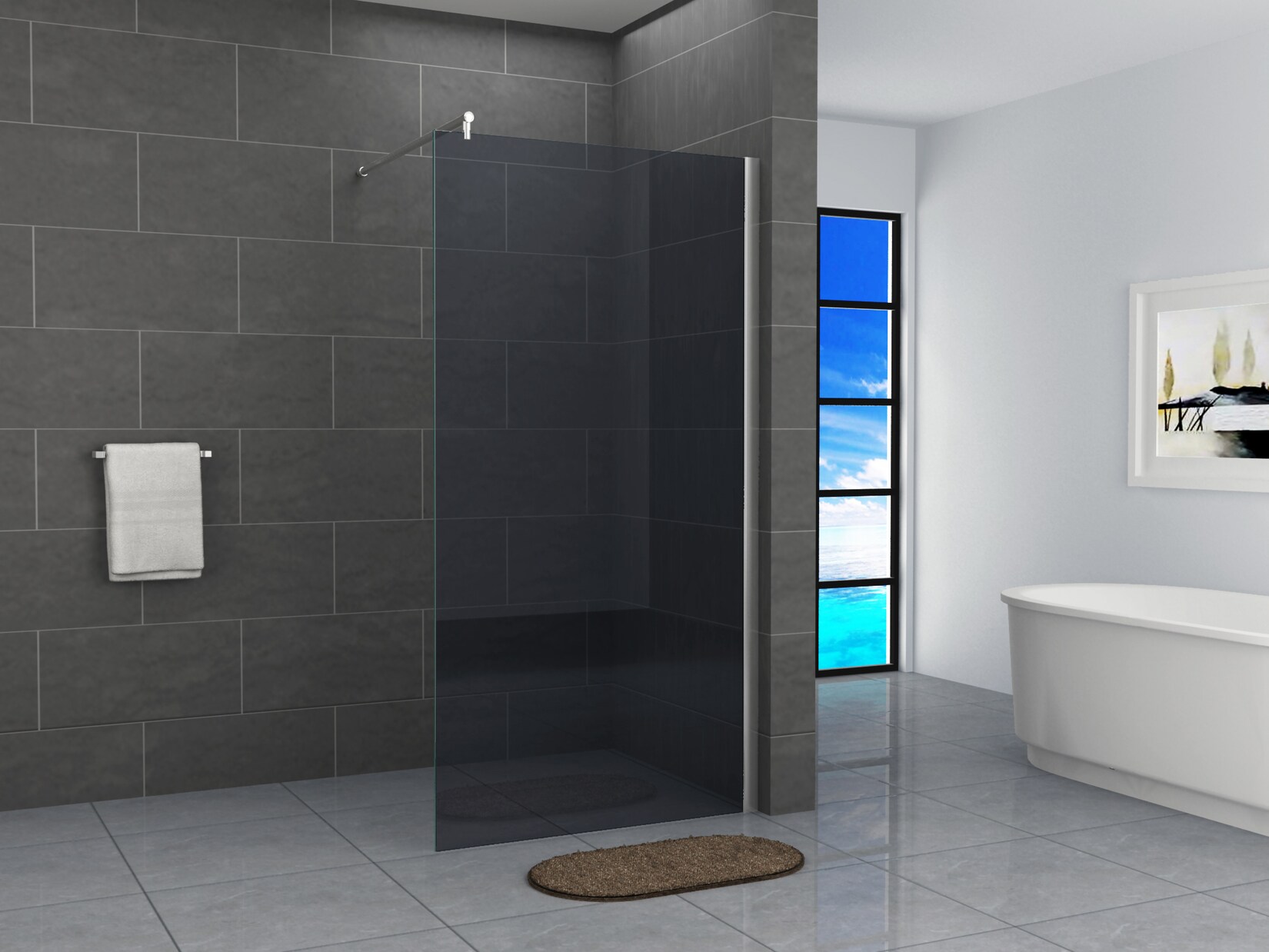 Fa-Bausysteme Walk-In Glas Dusche Grauglas 60 cm