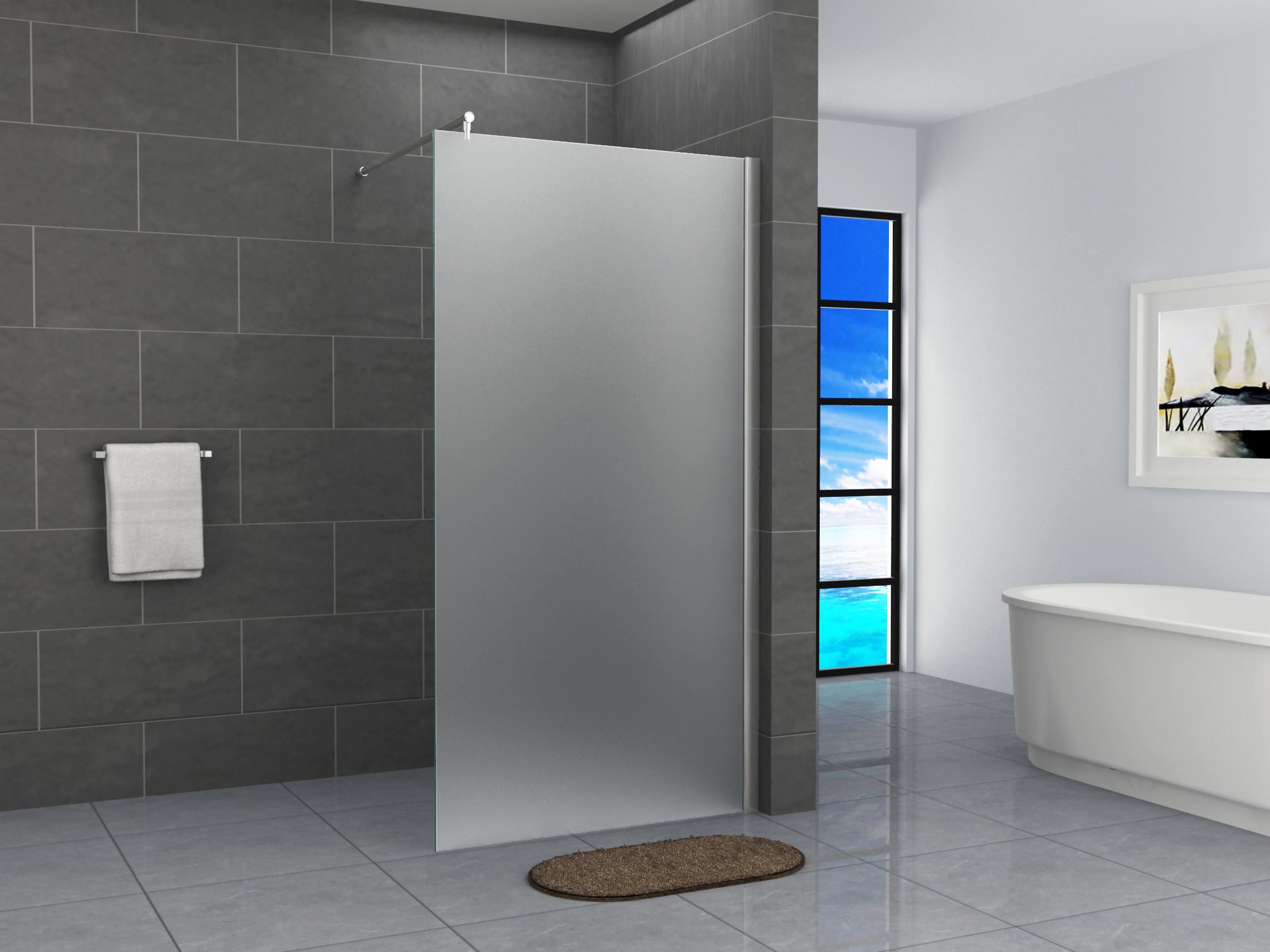 Fa-Bausysteme Walk-In Glas Dusche Vollsatiniert 100 cm - Bild 1