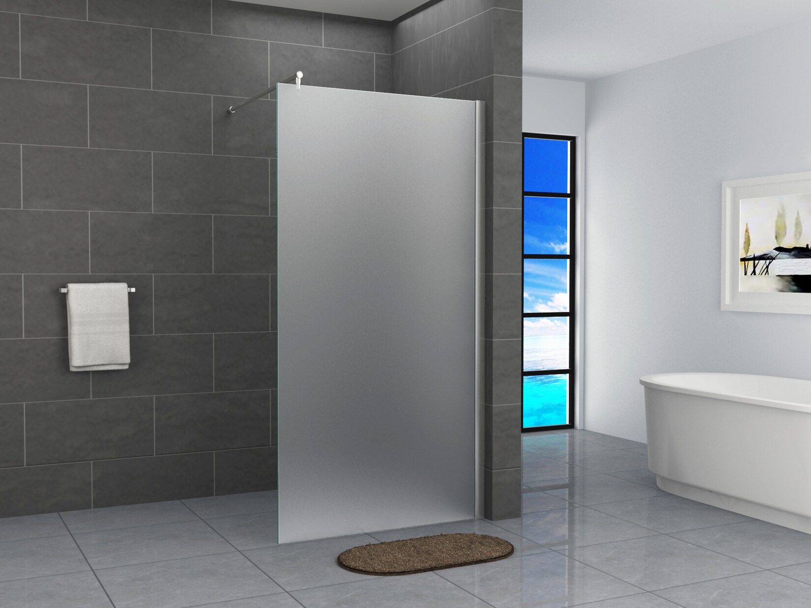 Fa-Bausysteme Walk-In Glas Dusche Vollsatiniert 90 cm | 00784016308779