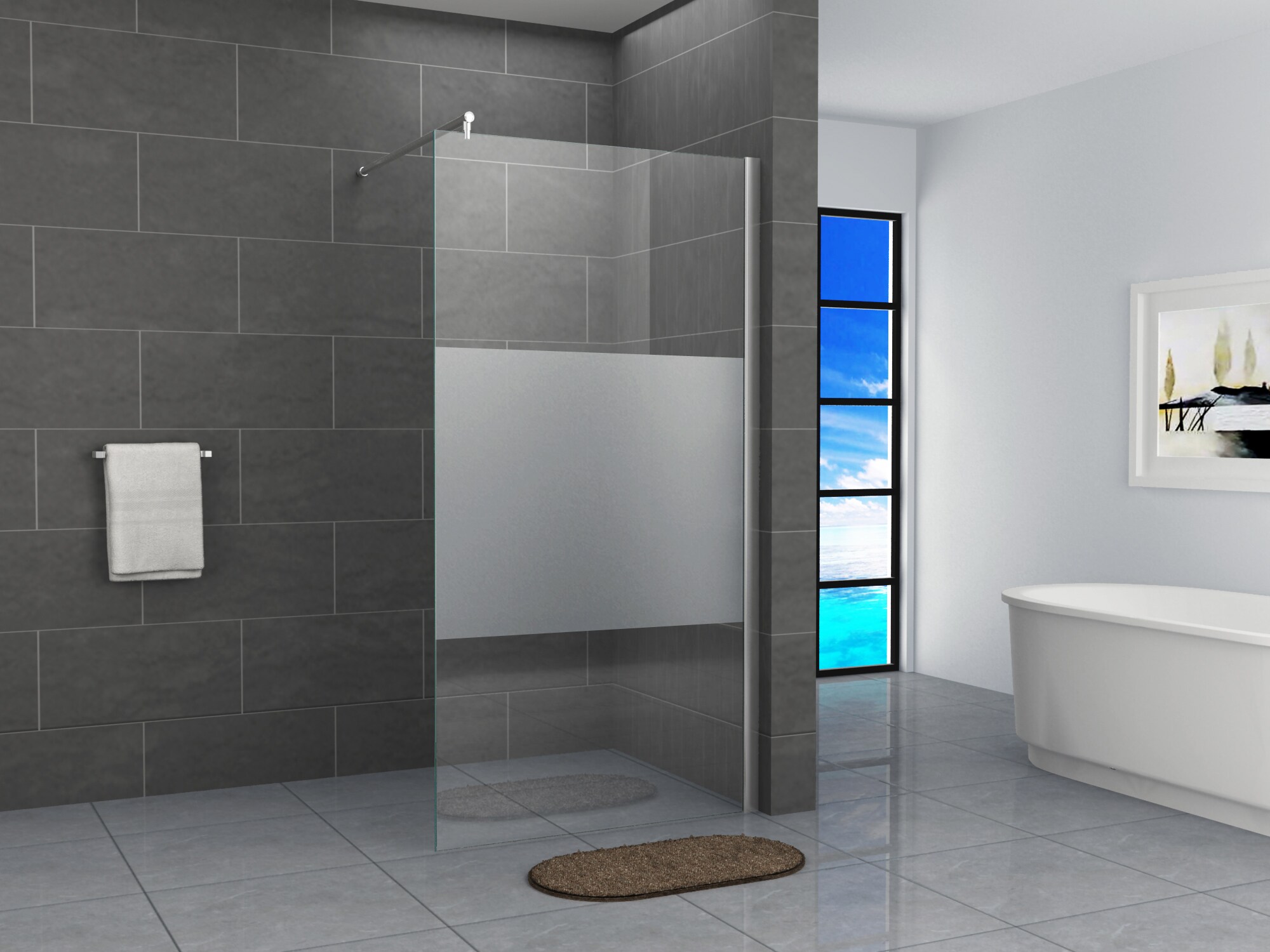 Fa-Bausysteme Walk-In Glas Dusche Teilsatiniert 140 cm - Bild 1