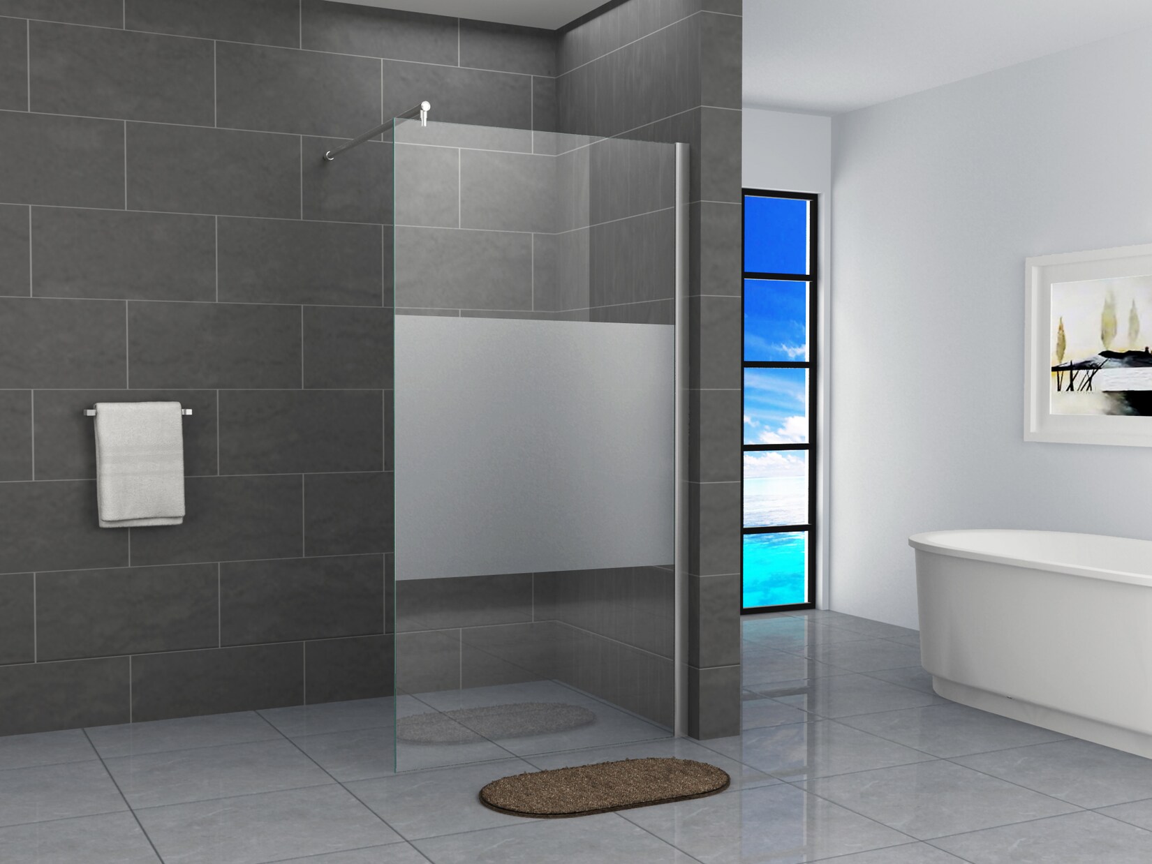 Fa-Bausysteme Walk-In Glas Dusche Teilsatiniert 130 cm