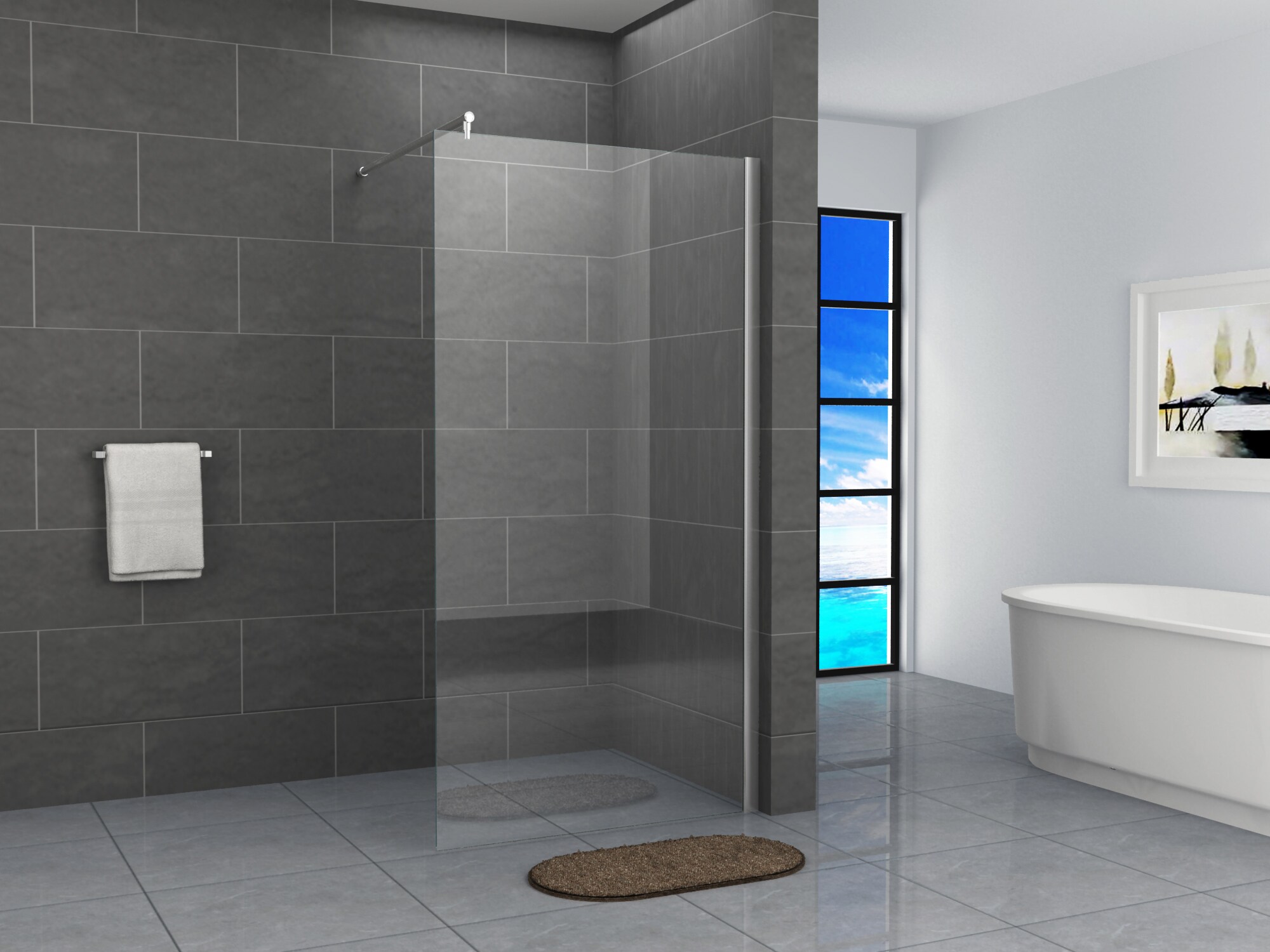 Fa-Bausysteme Walk-In Glas Dusche Klarglas 60 cm - Bild 1