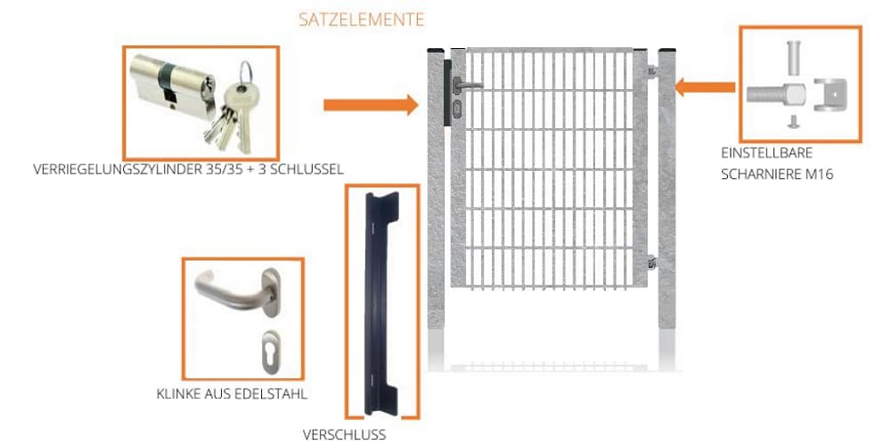 Fa-Bausysteme Gartentor halb Rahmen Verzinkt 920 x 1600 mm - Bild 1