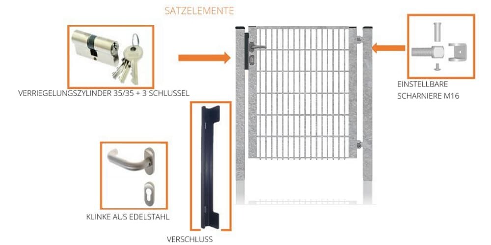 Fa-Bausysteme Gartentor halb Rahmen Verzinkt 920 x 1600 mm