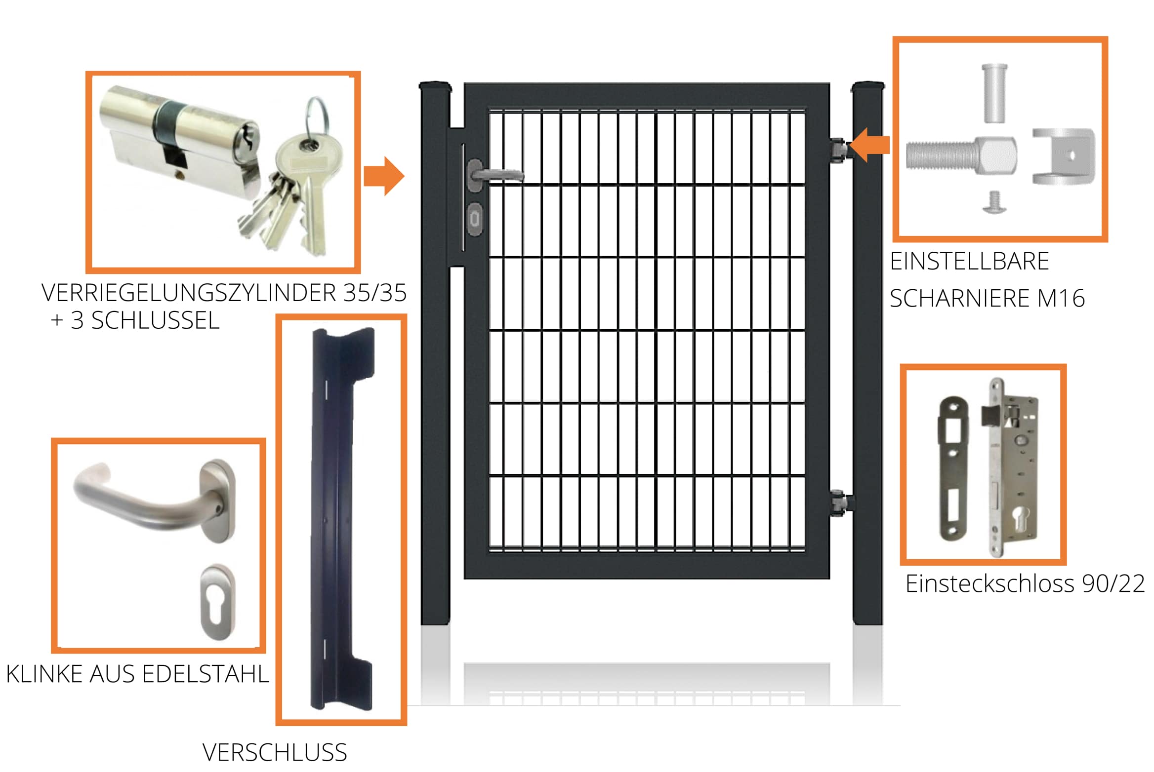 Fa-Bausysteme Gartentor voll Rahmen Anthrazit 1000 x 2000 mm - Bild 1