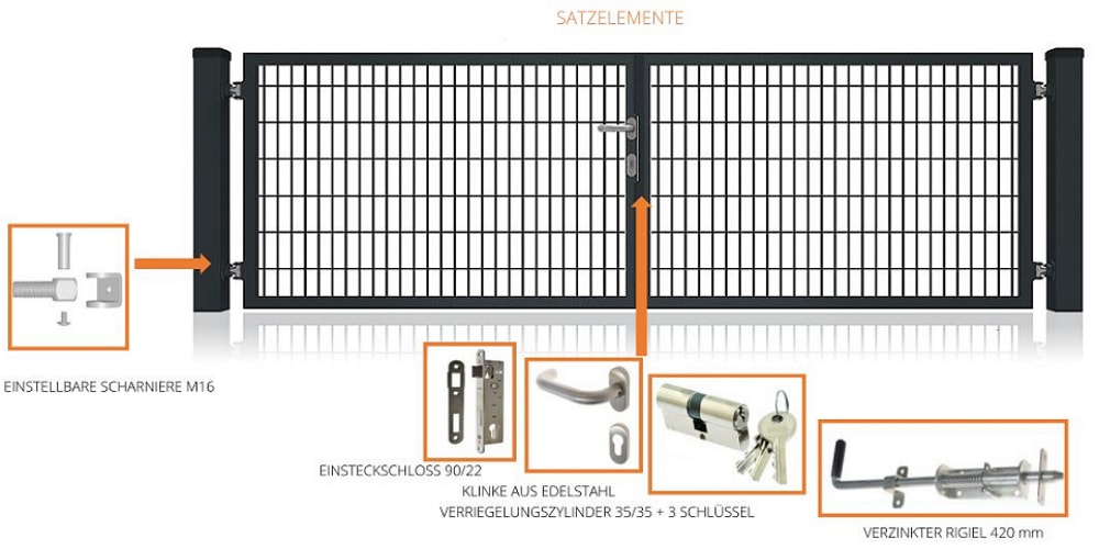 Fa-Bausysteme Doppelflügeltor Anthrazit 3000 x 1600 mm