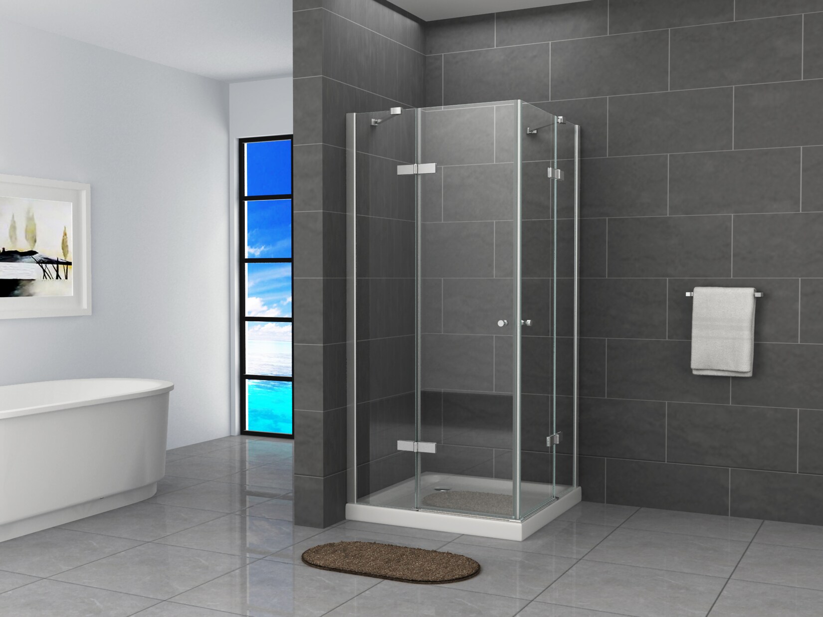 Fa-Bausysteme Glasdusche Eder Gestreift 100 x 100 cm ohne Wanne