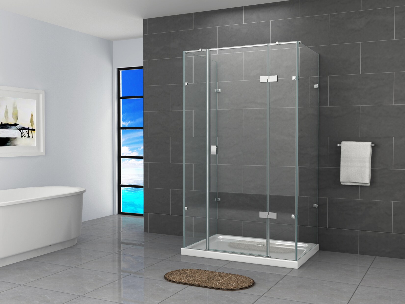 Fa-Bausysteme Glasdusche Isar rechts Klarglas 140 x 80 cm ohne Wanne